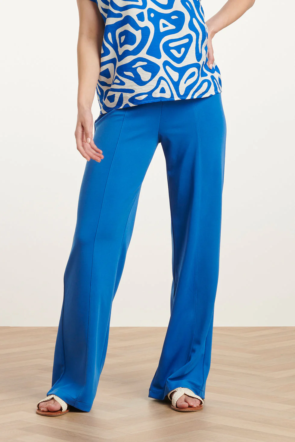 25140 Cobalt  Wide Straight Leg Stretch Broek | Cobalt - Image 3