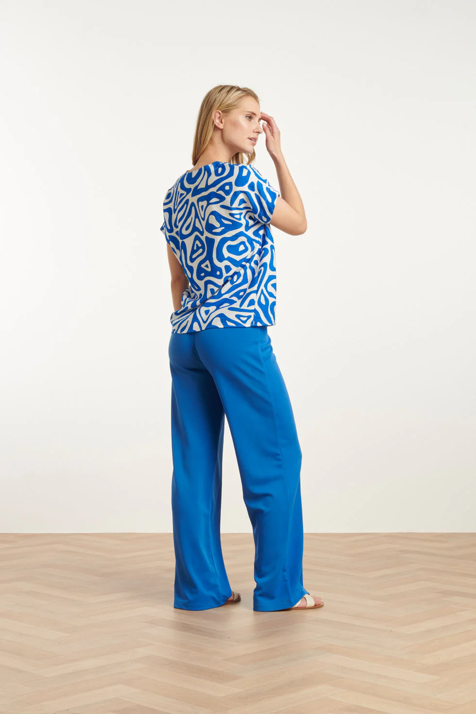 25140 Cobalt  Wide Straight Leg Stretch Broek | Cobalt - Image 5