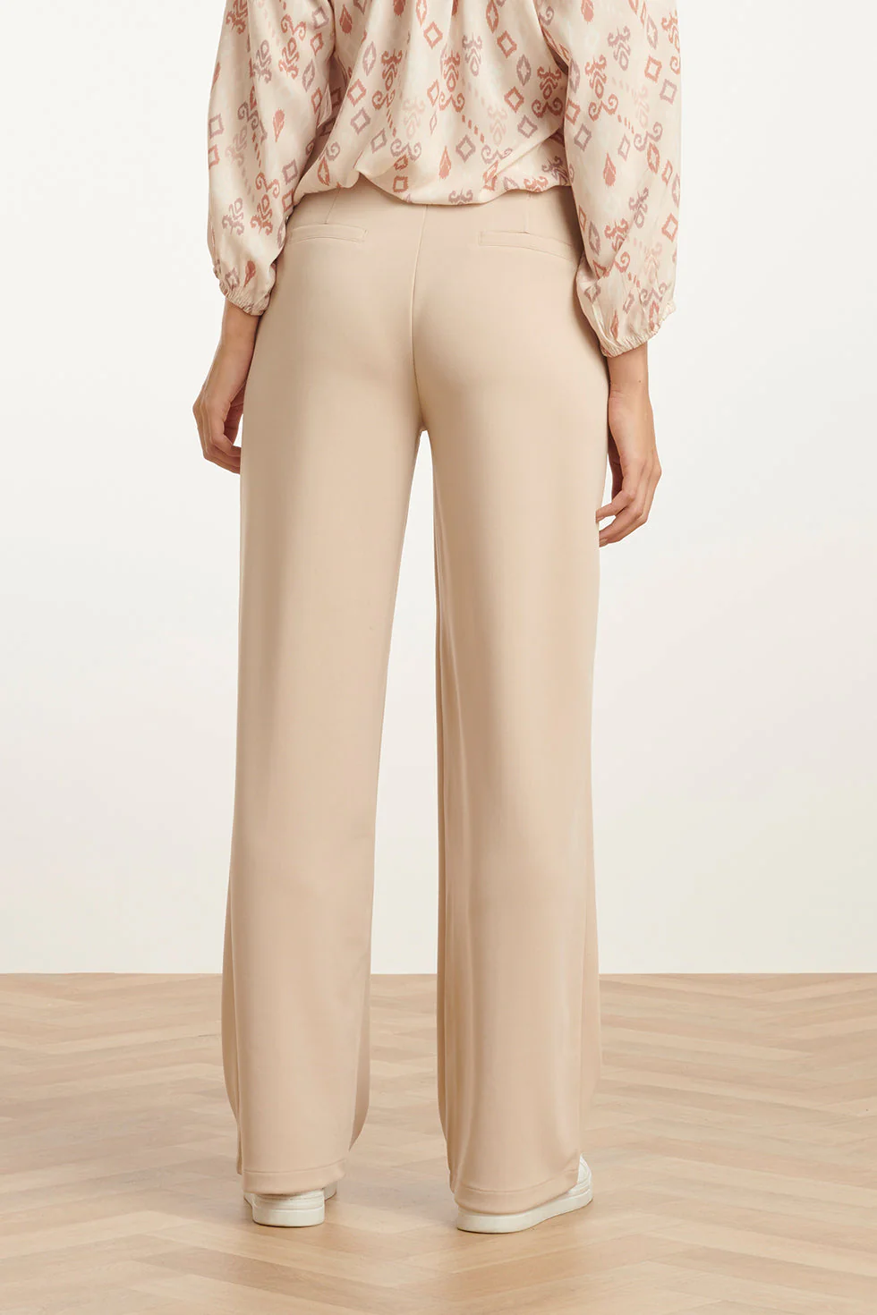 25140  Wide Straight Leg Stretch Broek | Sand - Image 6