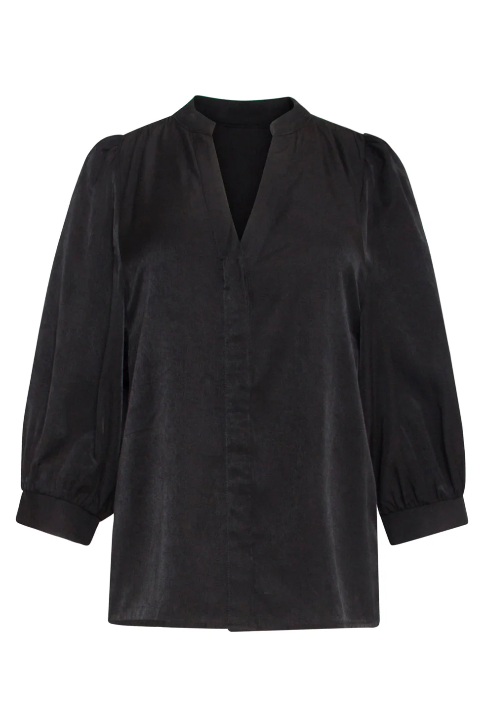 25142 E Rayon Satijnen Blouse | Black - Image 2