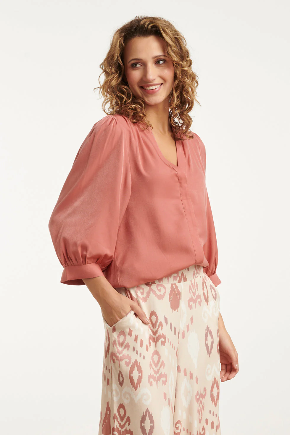 25142 Rayon Satijn Blouse | Old Pink - Image 4