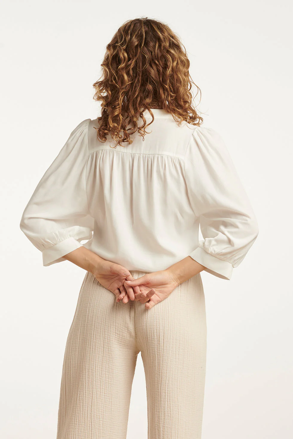 25142 Rayon Satin Blouse | Off White - Image 6
