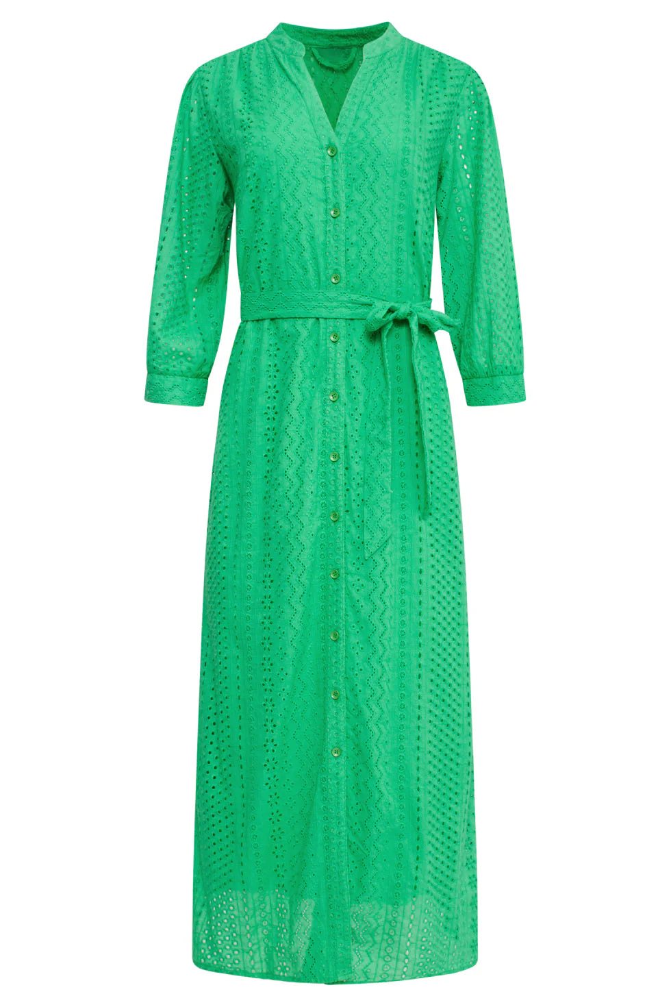 25146 Fel Midi Brie Anglaise Jurk Met Knoopsluiting | Green - Image 2