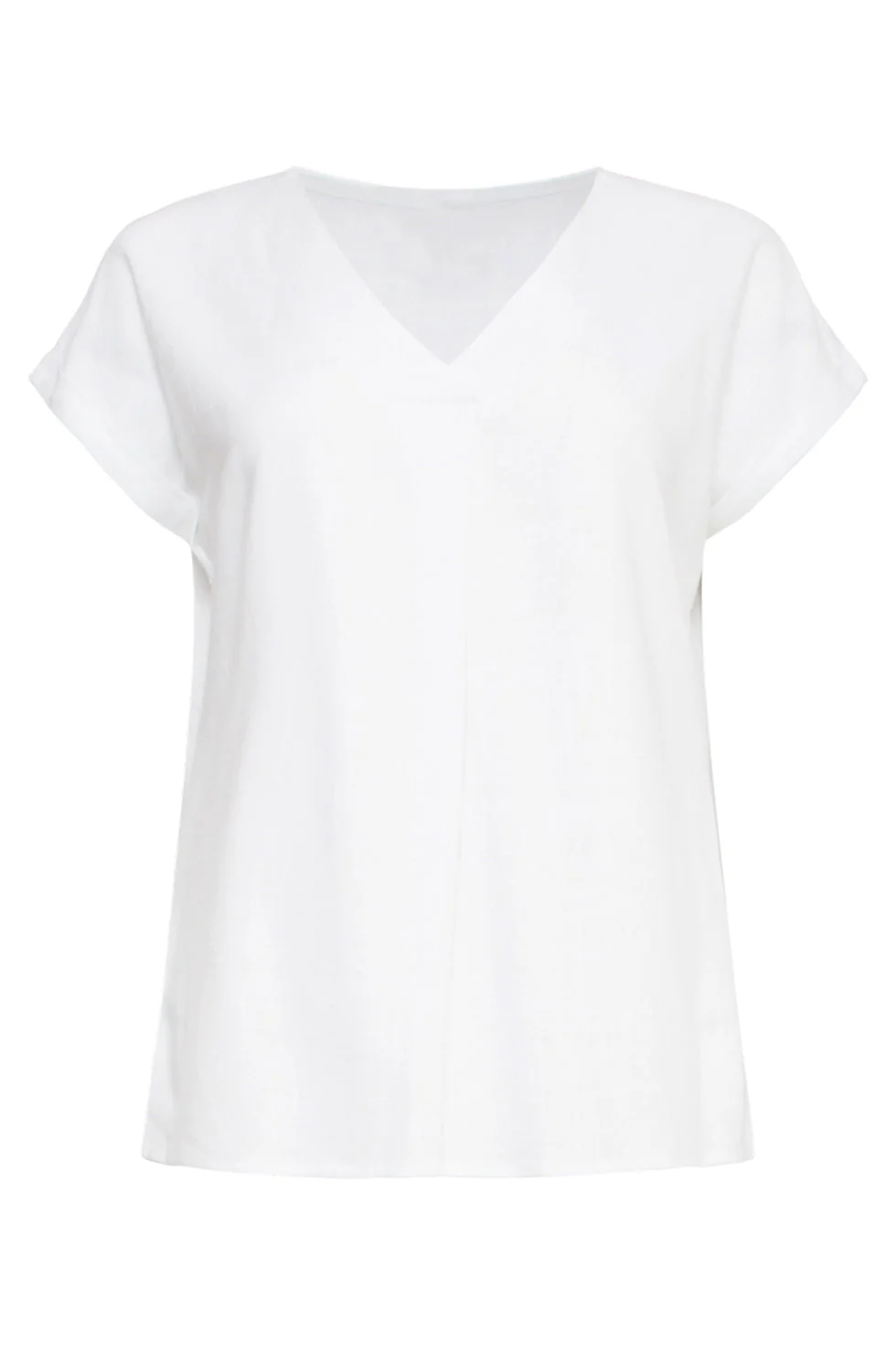 25148 Te Linnen Top Met V-Hals | White - Image 2