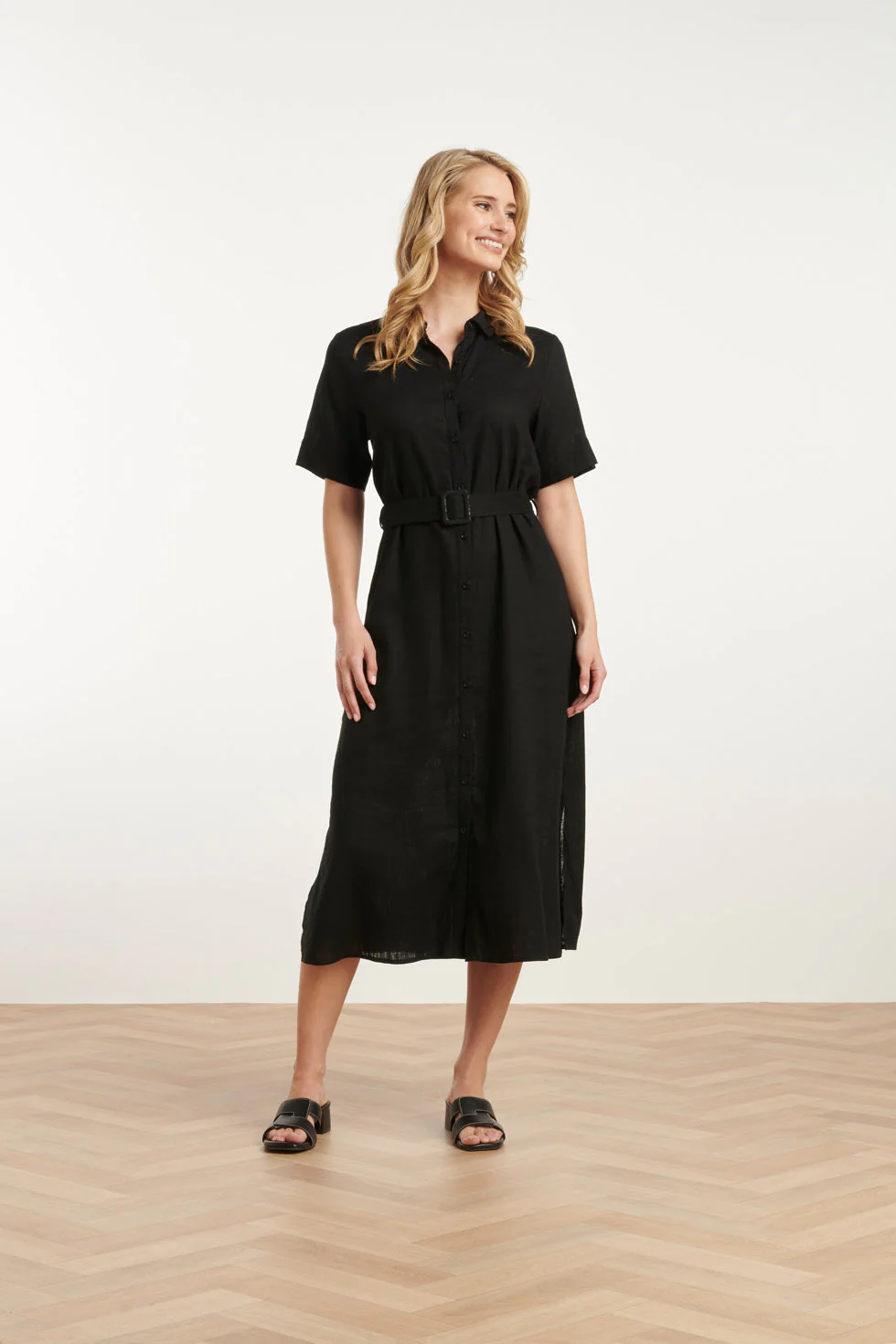 25150 E Linnen Shirtjurk | Black - Image 3