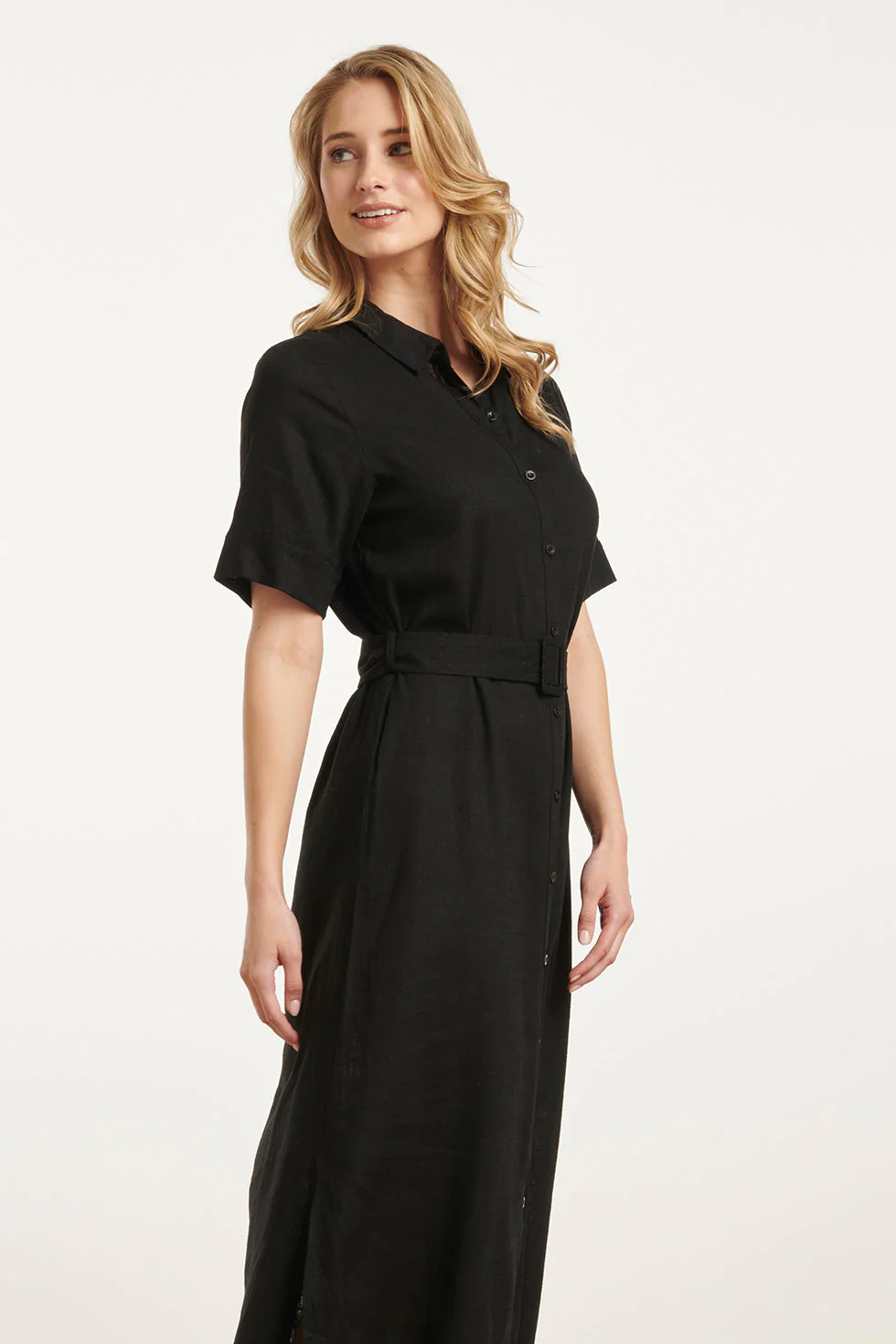 25150 E Linnen Shirtjurk | Black - Image 4