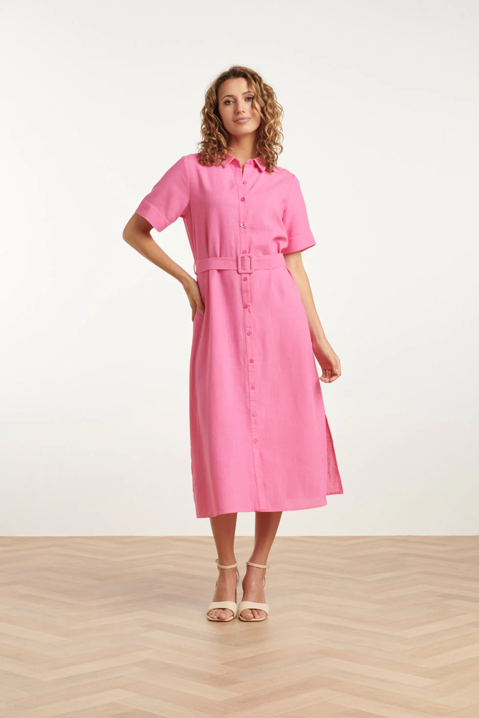 25150  Linnen Shirtjurk | Pink