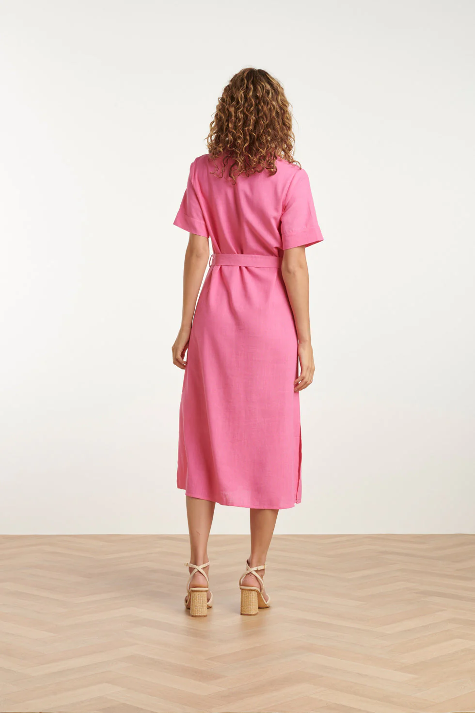 25150  Linnen Shirtjurk | Pink - Image 6