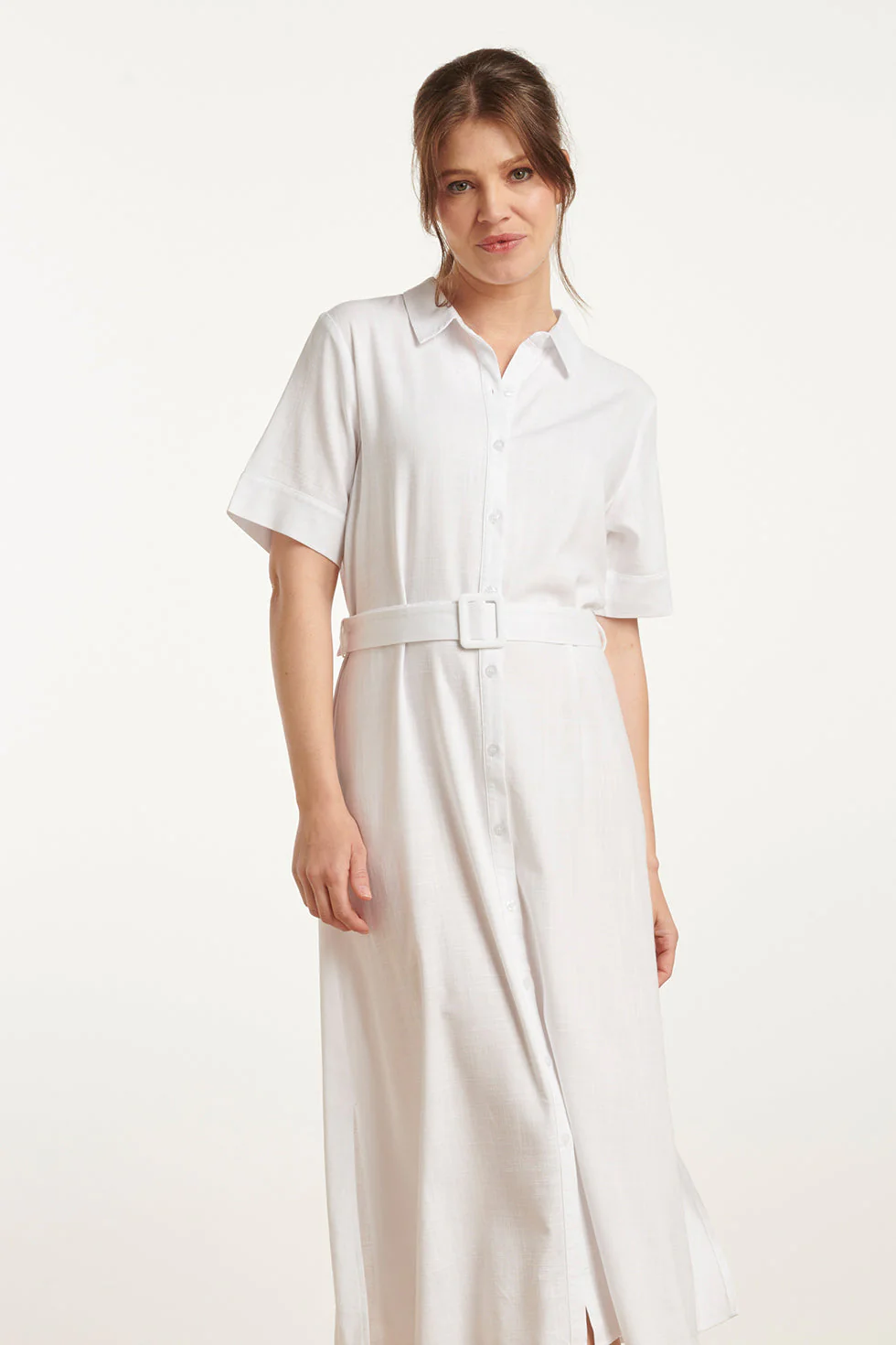 25150 Te Linnen Shirtjurk | White - Image 3