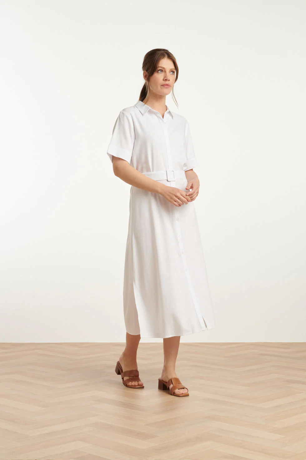 25150 Te Linnen Shirtjurk | White - Image 4