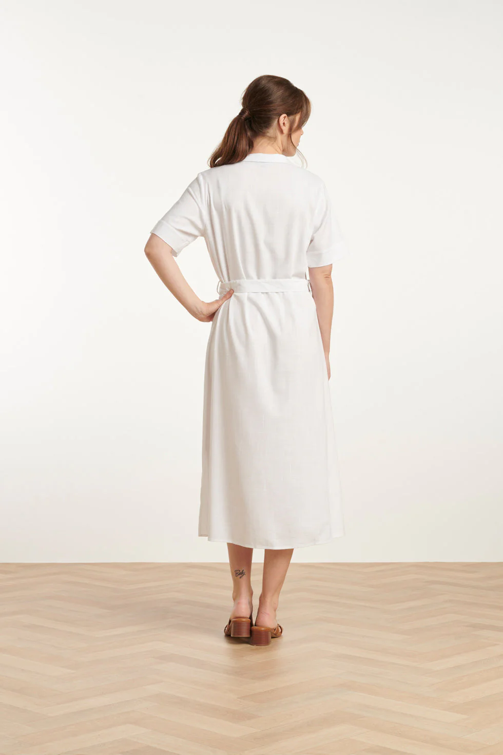 25150 Te Linnen Shirtjurk | White - Image 6