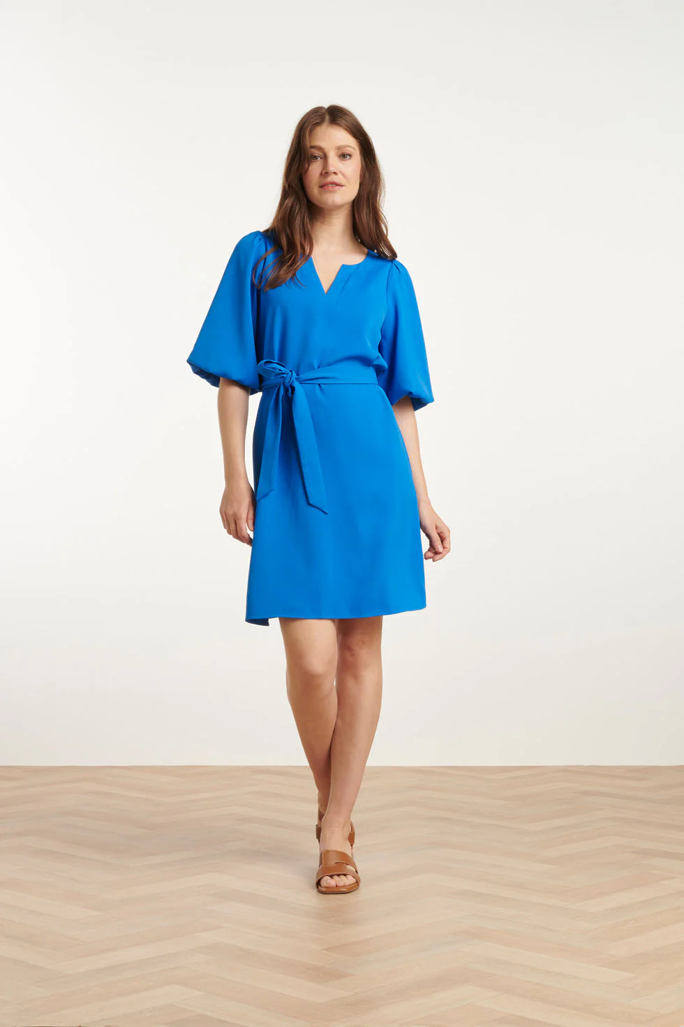 25152 Balloon Sleeve Kort Jurkkobalt | Cobalt - Image 3