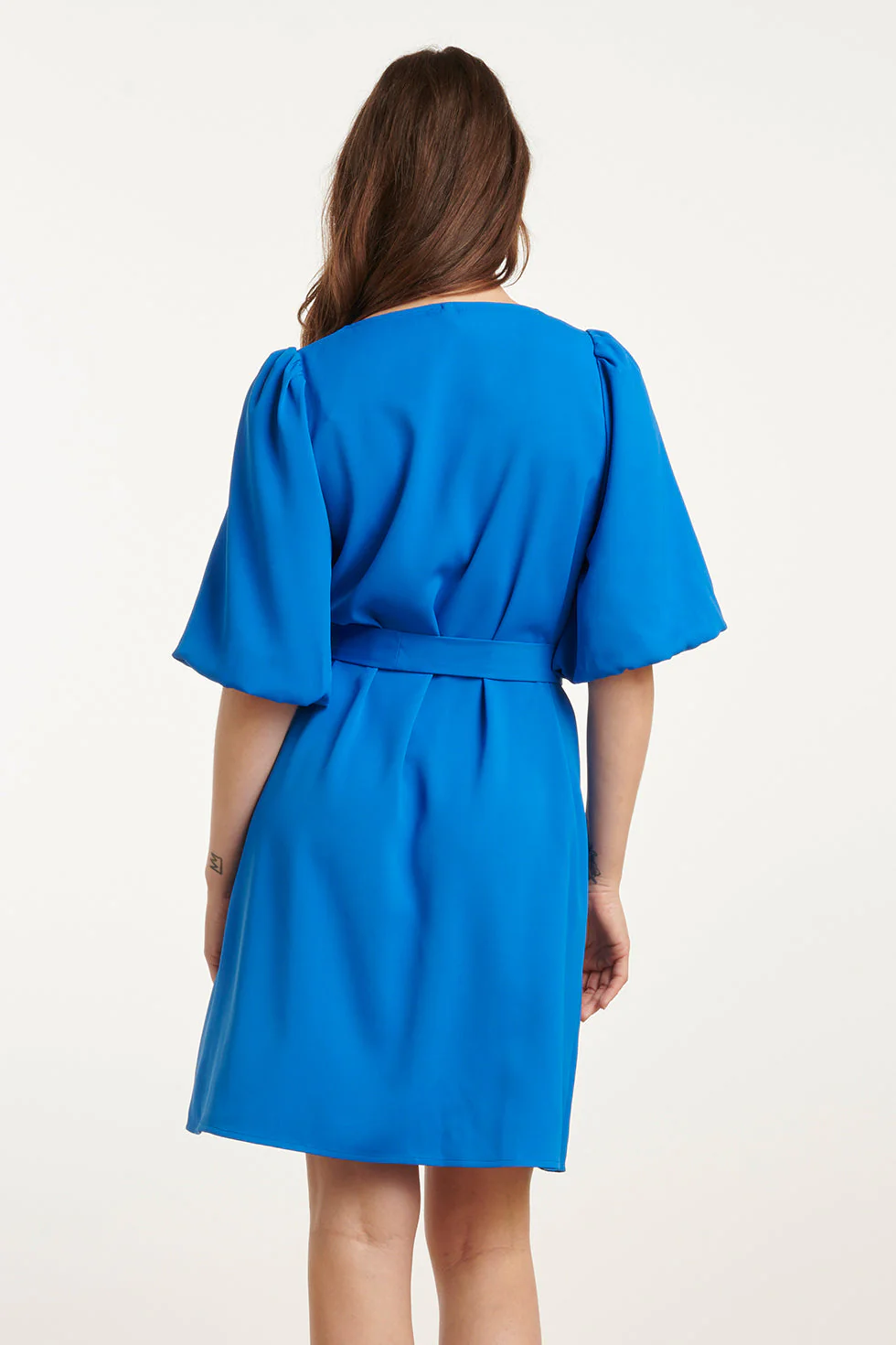 25152 Balloon Sleeve Kort Jurkkobalt | Cobalt - Image 6