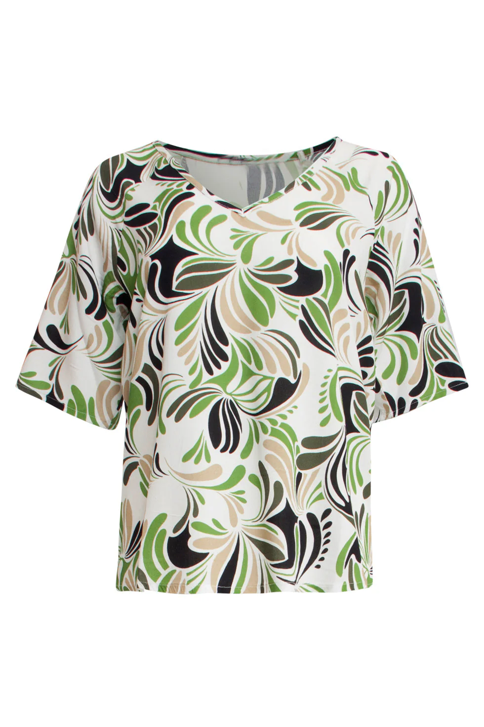 25154 Te Top Met Grafisch Print, Matcha | Sand - Light Green - Image 2