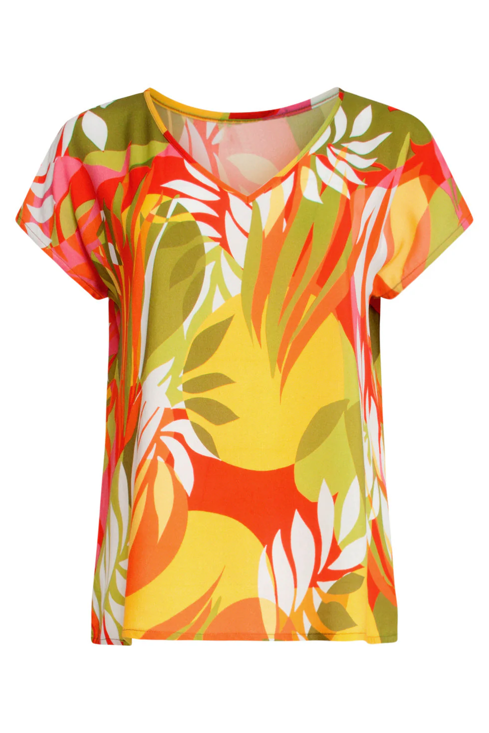 25156 Multicoloured Bladprint Top Met V-Hals | Muticolour - Image 2