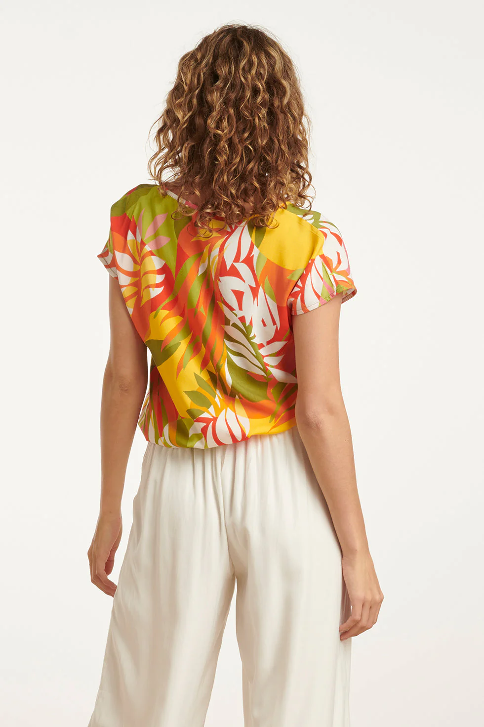 25156 Multicoloured Bladprint Top Met V-Hals | Muticolour - Image 6