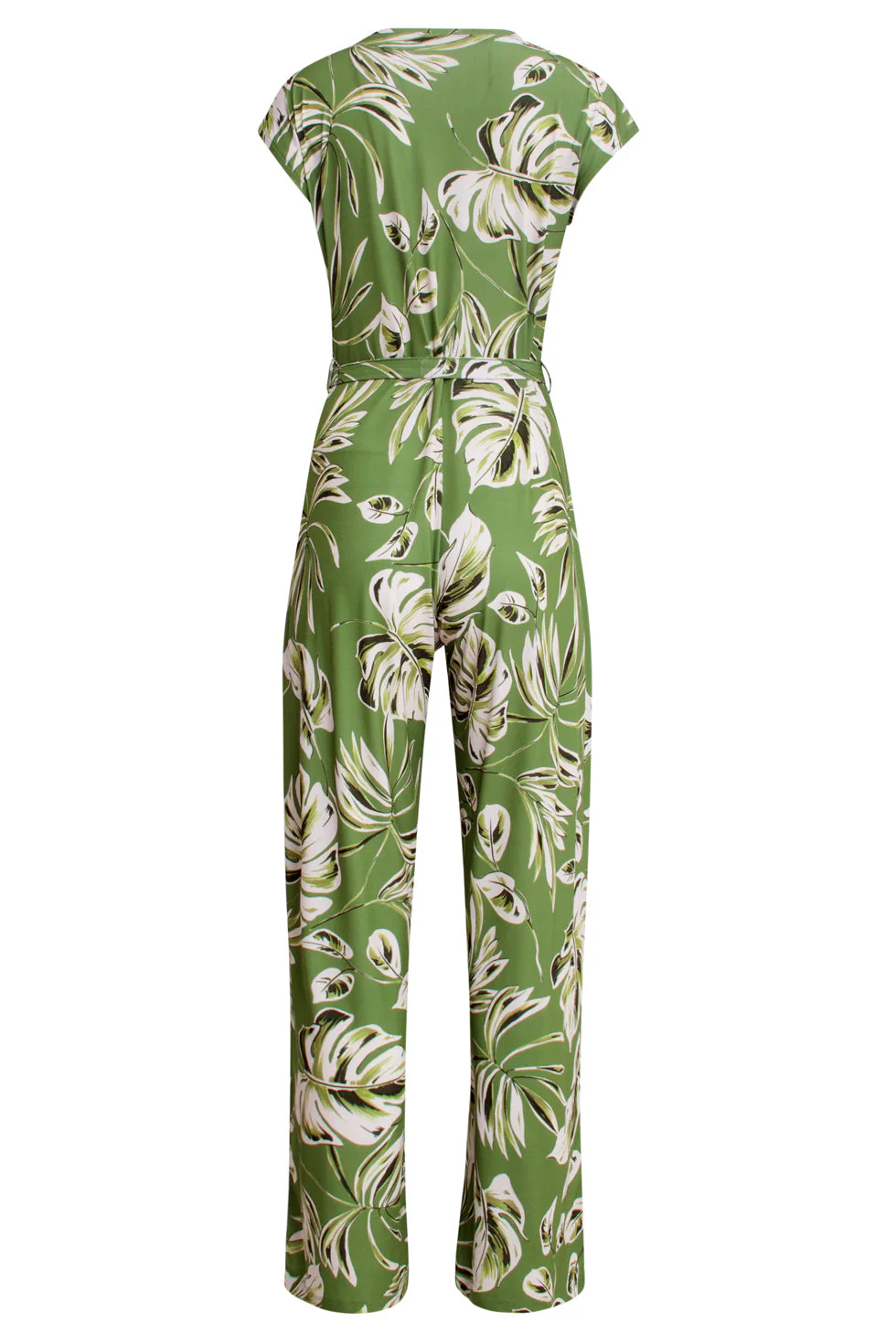 25160 Leaf Print Stretch Jumpsuit | Army - Light Green - Image 7