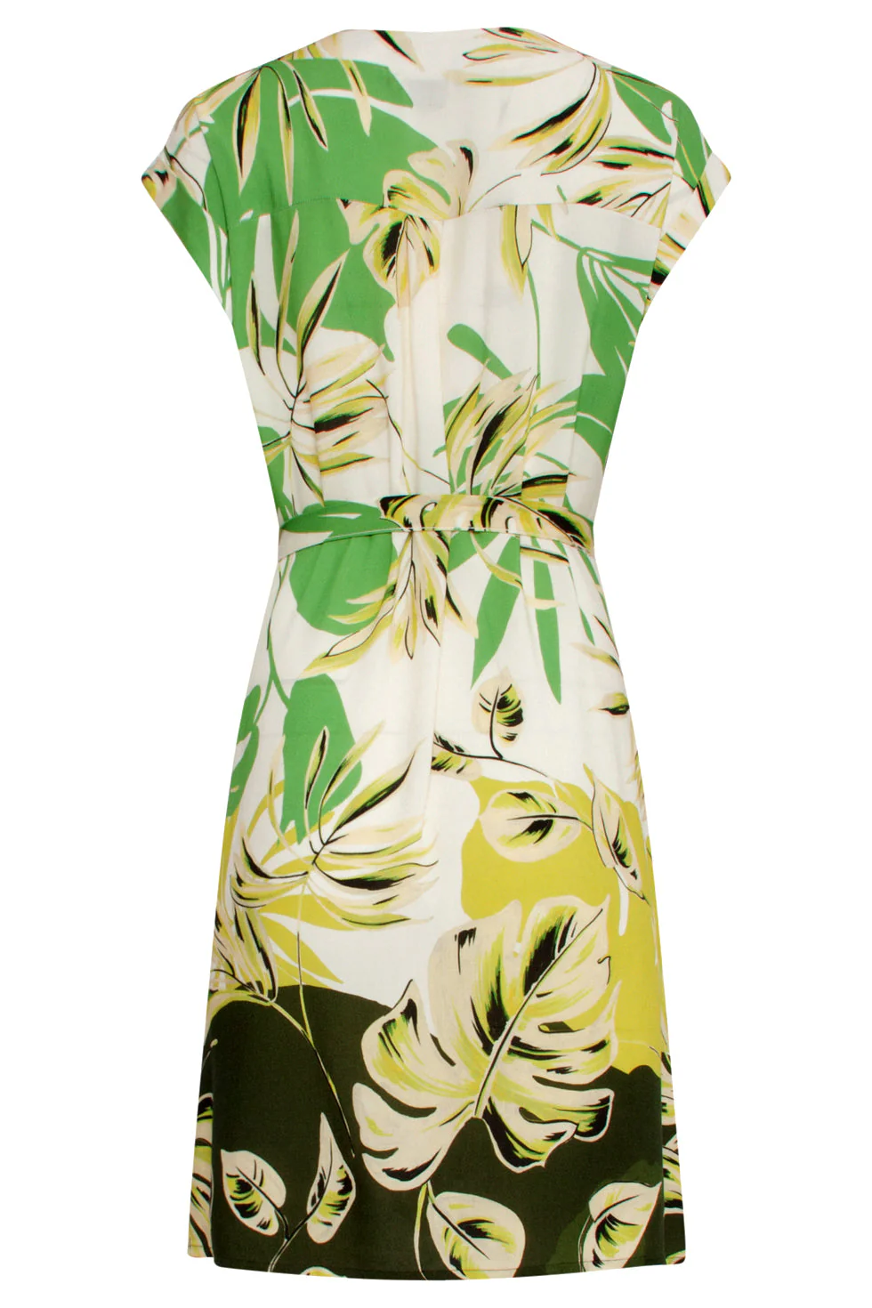 25162 Off White Bladprint Jurk Met V-Hals | Army - Light Green - Image 7