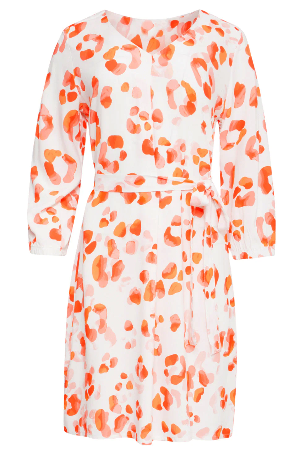 25163 Korte Jurk Met Perzik Dierenprint | Orange - Muticolour - Image 2