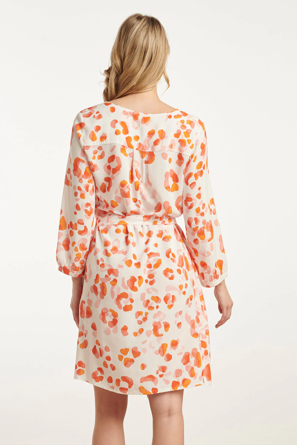 25163 Korte Jurk Met Perzik Dierenprint | Orange - Muticolour - Image 6