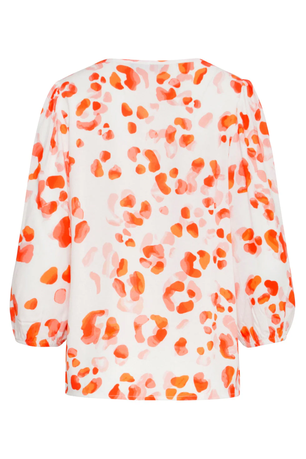 25164 Perzik Animal Print Top Met V-Hals | Orange - Black - Image 7
