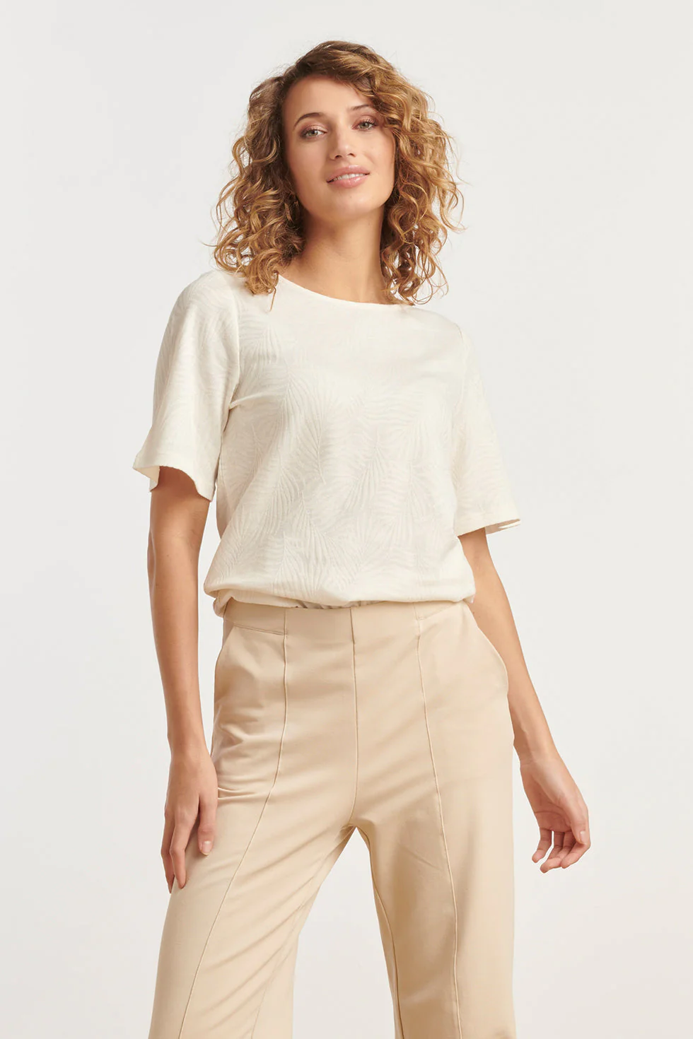 25169 Bladtextuur Top | Off White