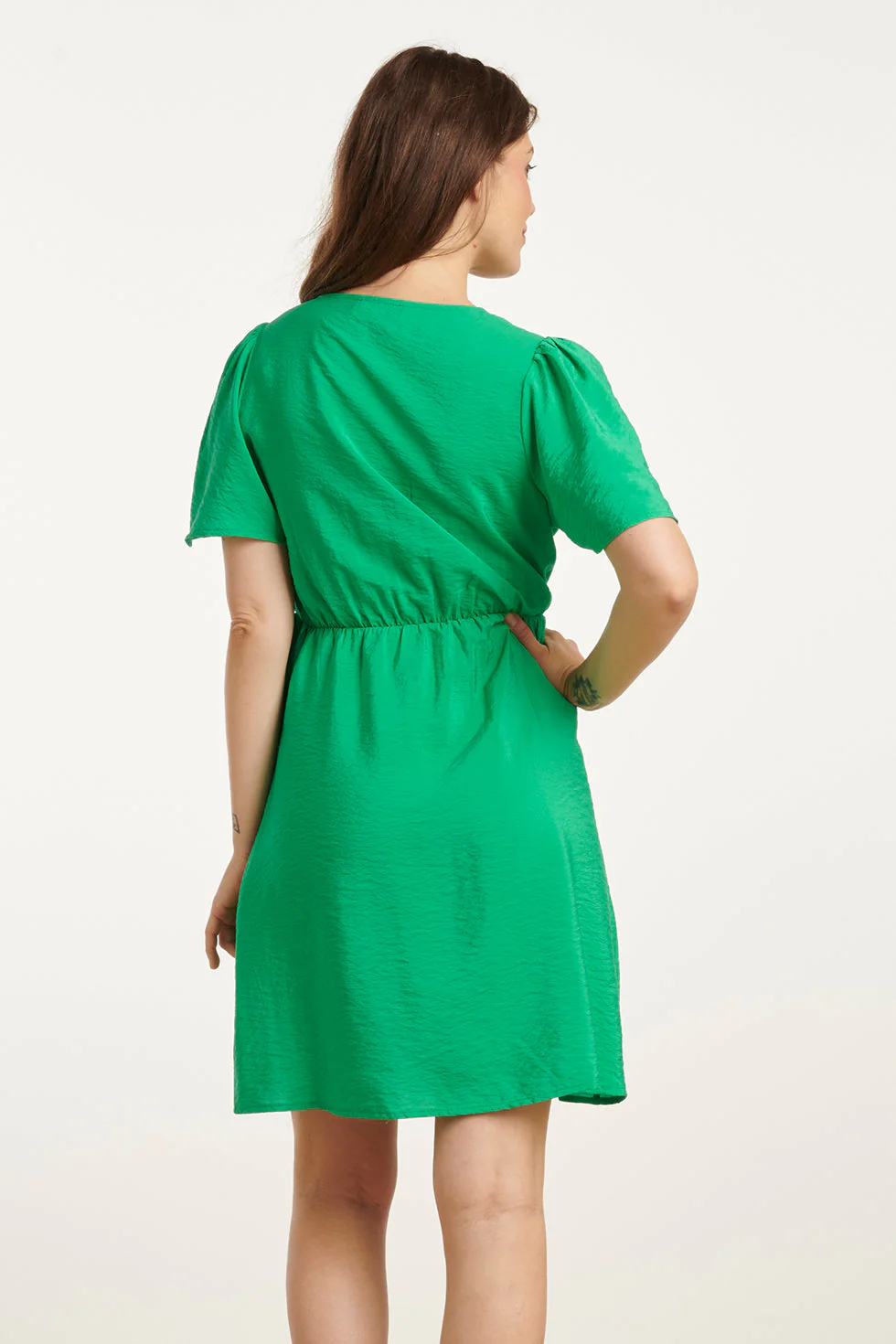 25170 Fel Zomerjurk Met Overlap V-Hals | Green - Image 6