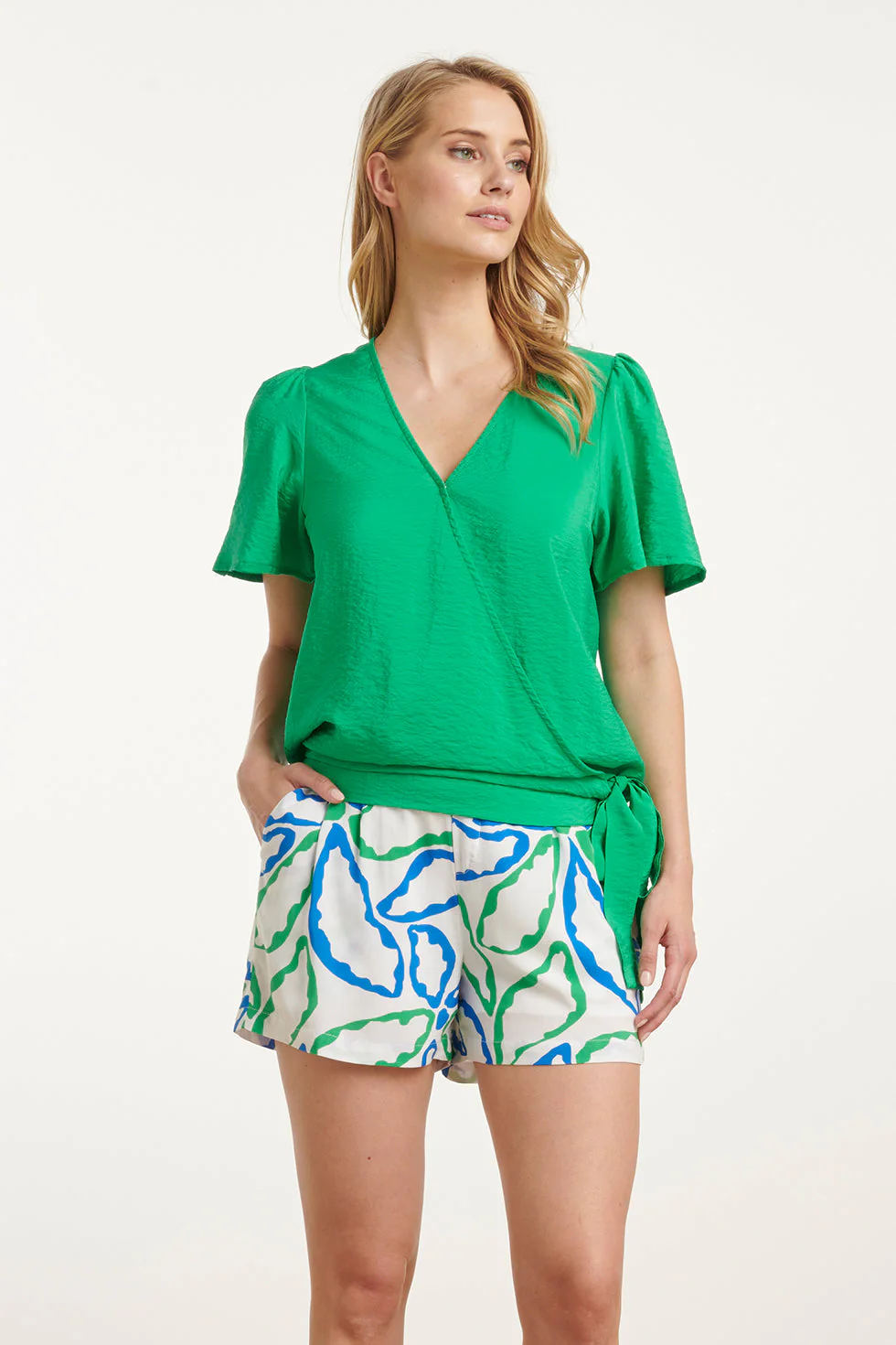 25172 Overlap Topfel Met Strik Detail | Green