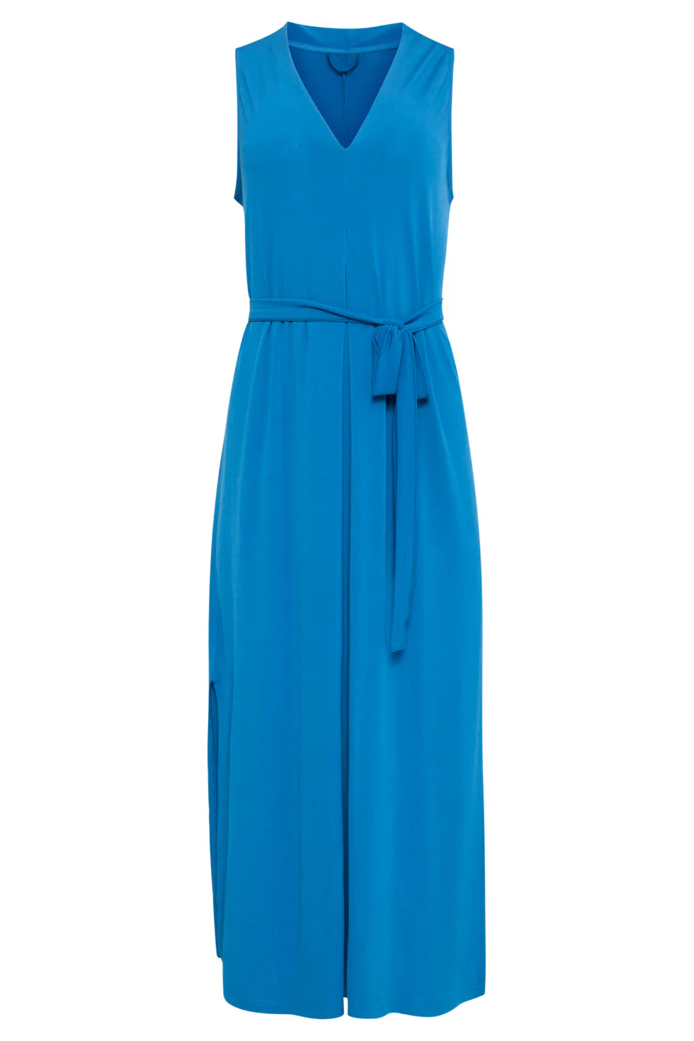 25173 Cobalt Stretch Midi Jurk Met V-Hals | Cobalt - Image 2