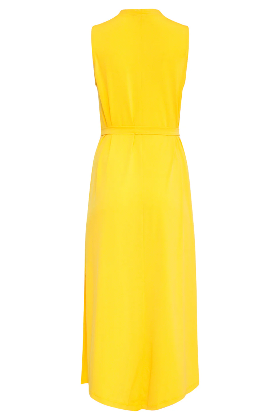 25173  Stretch Midi Jurk Met V-Hals | Yellow - Image 7
