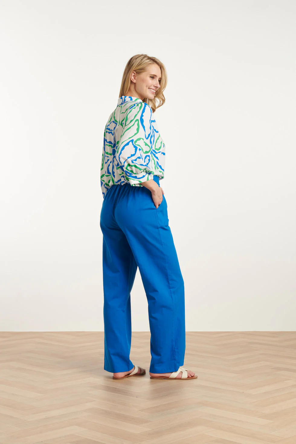 25177 Cobalt Linnen Broek | Cobalt - Image 4