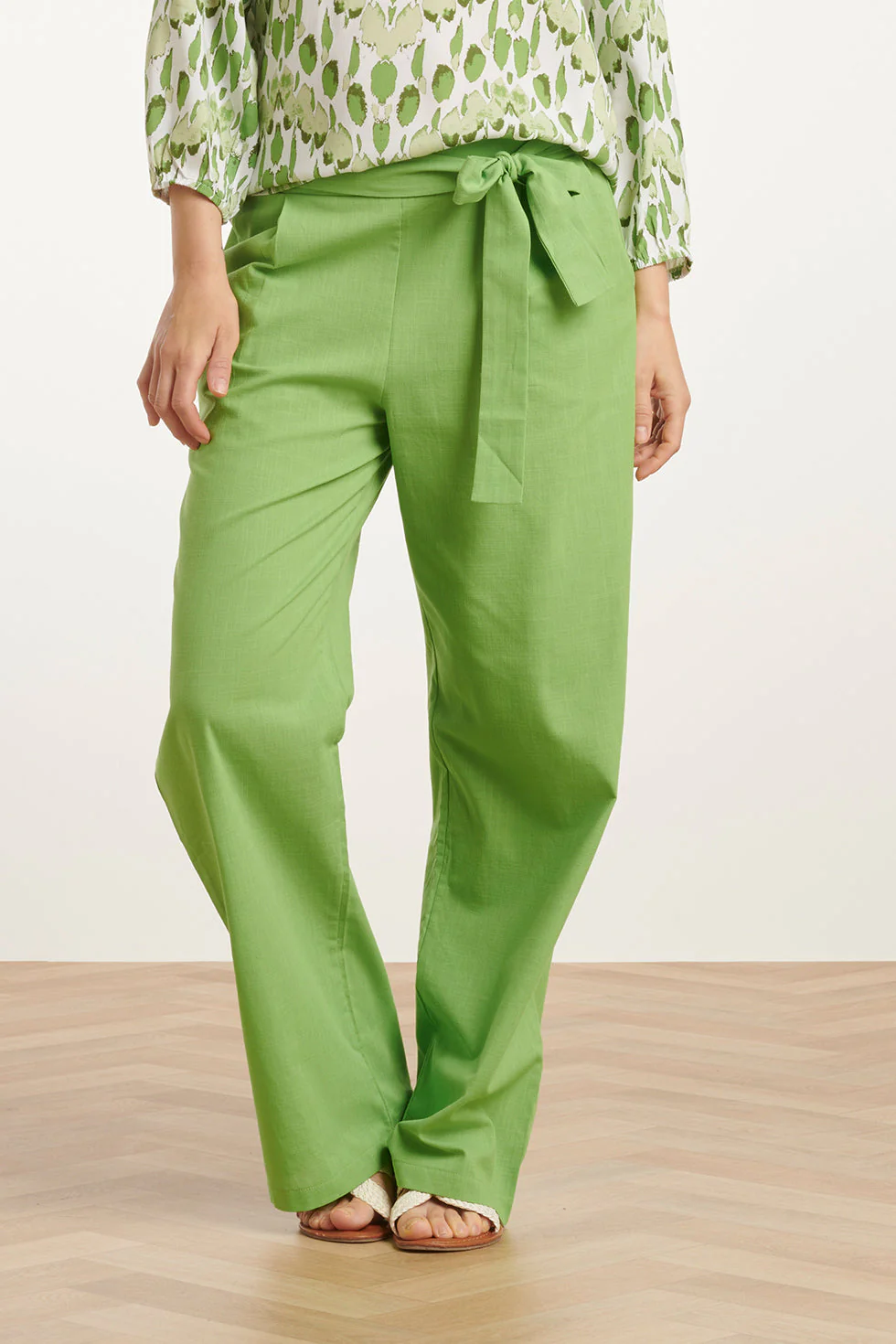 25177 Lime Linnen Broek | Light Green - Image 3