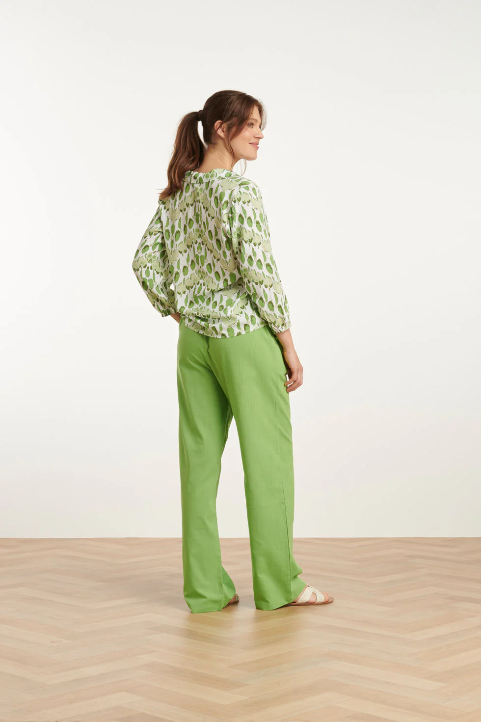 25177 Lime Linnen Broek | Light Green - Image 5