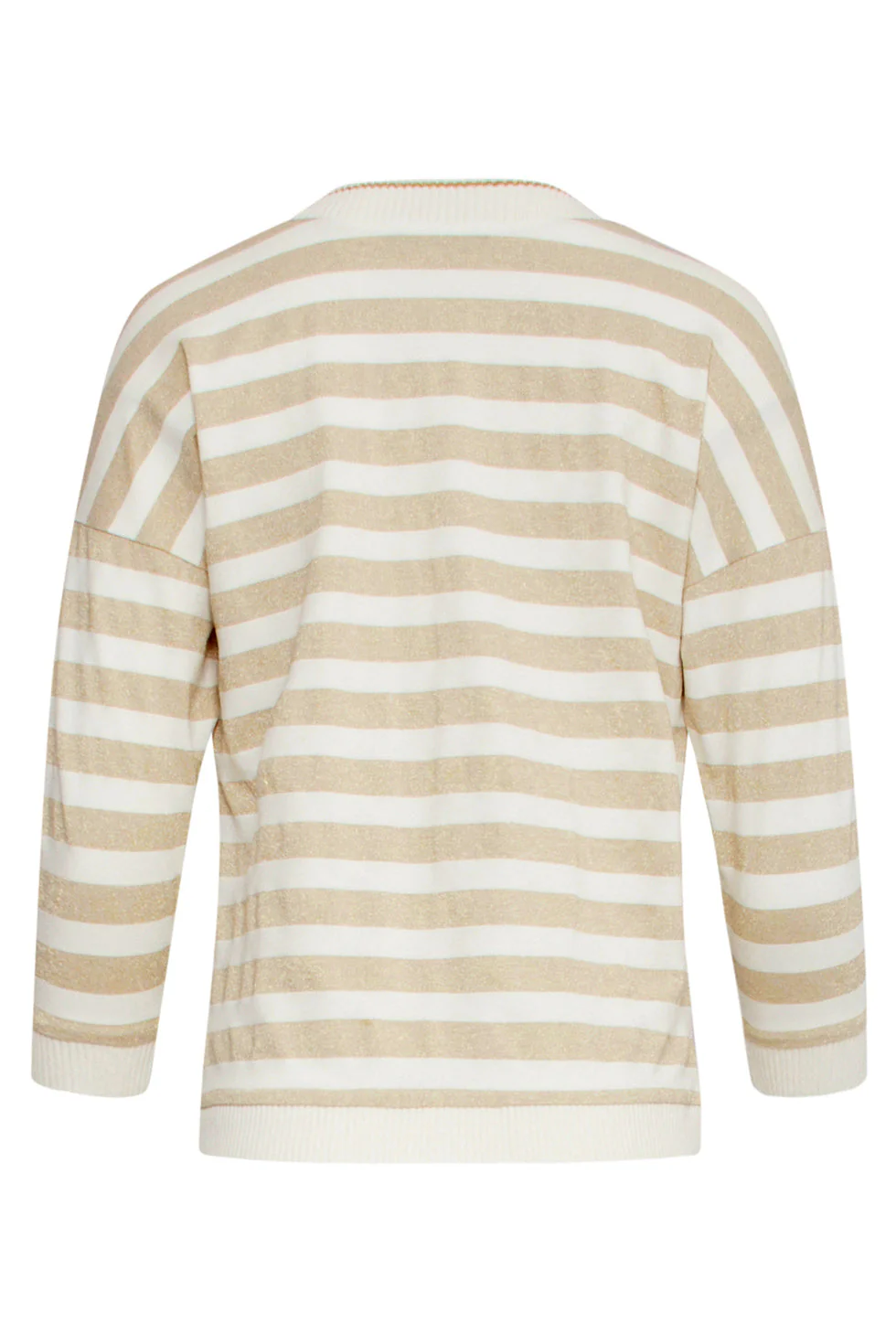 25180 Off White Top Met Chevron Streepprint | Off White - Gold - Image 7