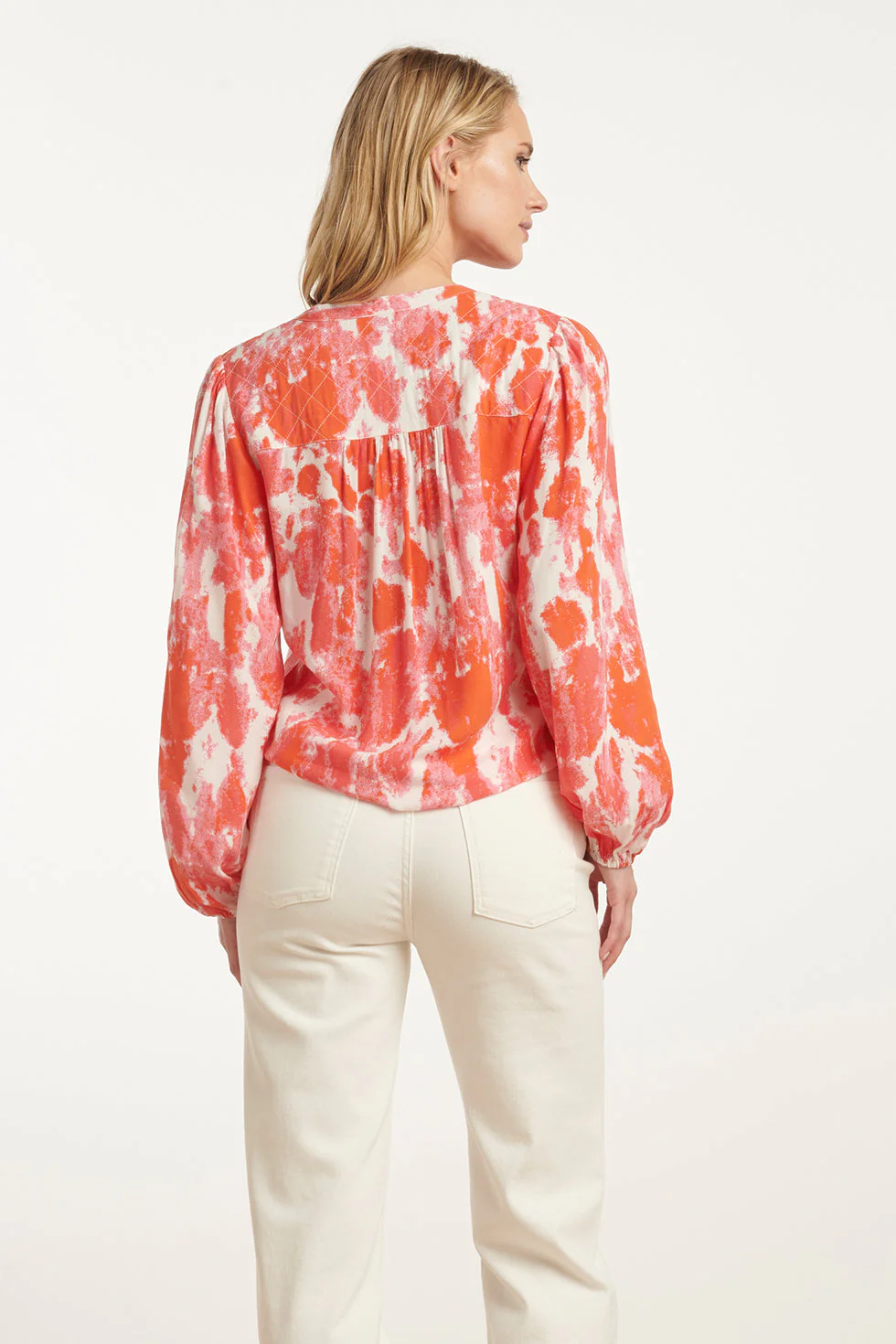 25181 Blouse Met Abstracte Verfspattersperzik | Muticolour - Image 6