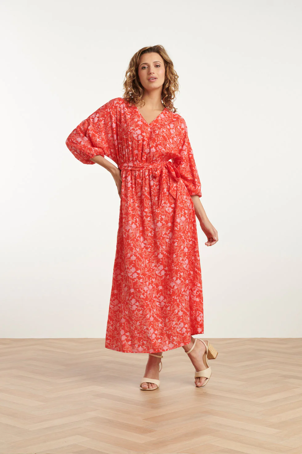 25185 Baby Bloemenprint Maxi Jurk | Red - Muticolour