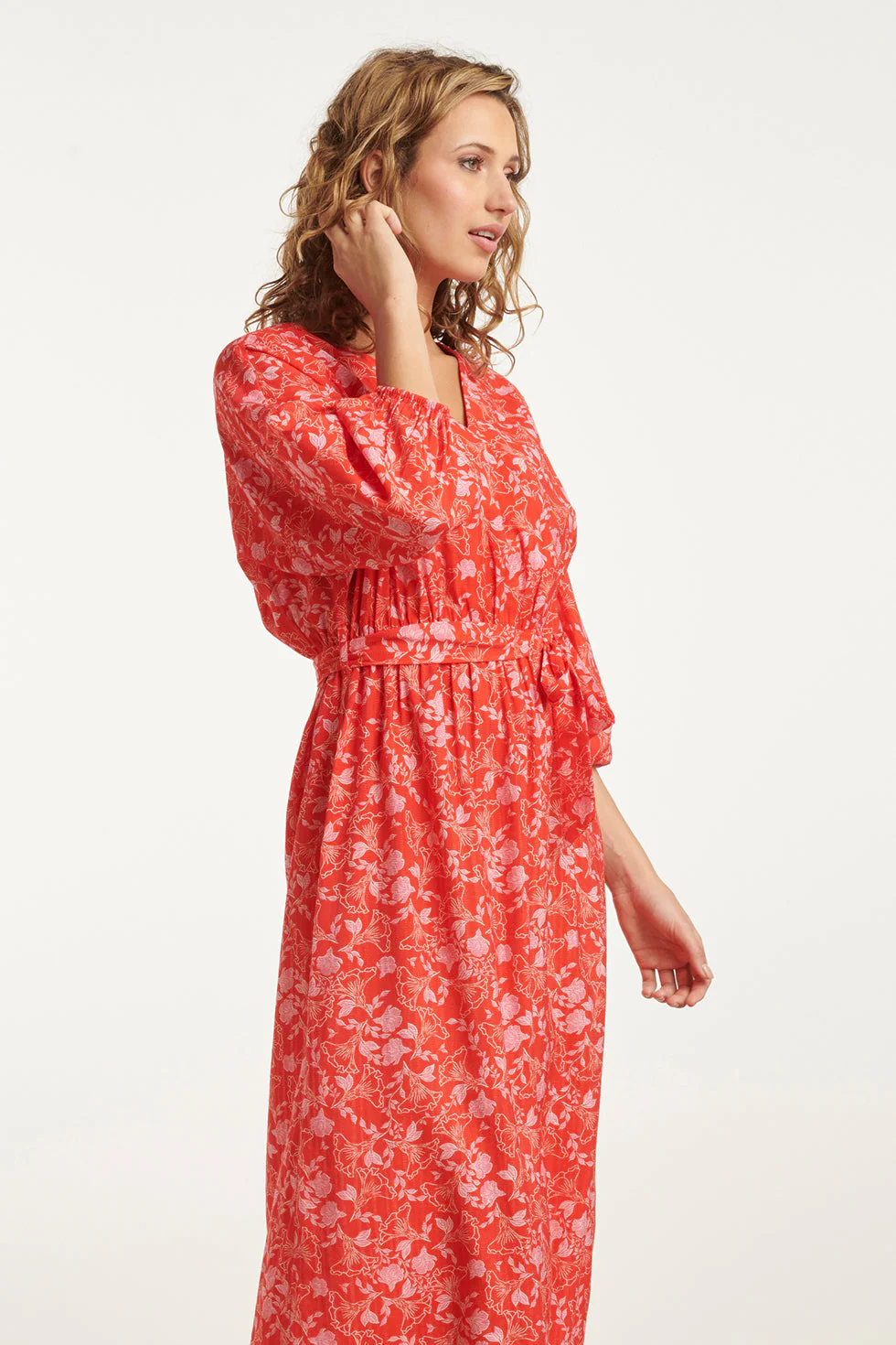 25185 Baby Bloemenprint Maxi Jurk | Red - Muticolour - Image 4