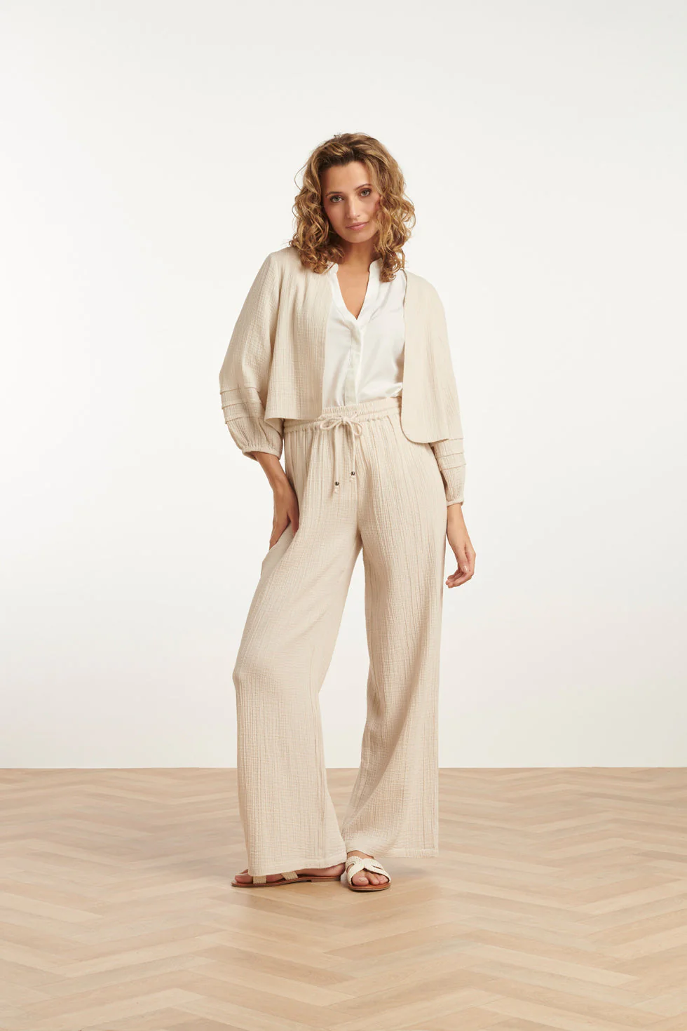 25189 Katoenen Bolero Jas | Off White - Image 3