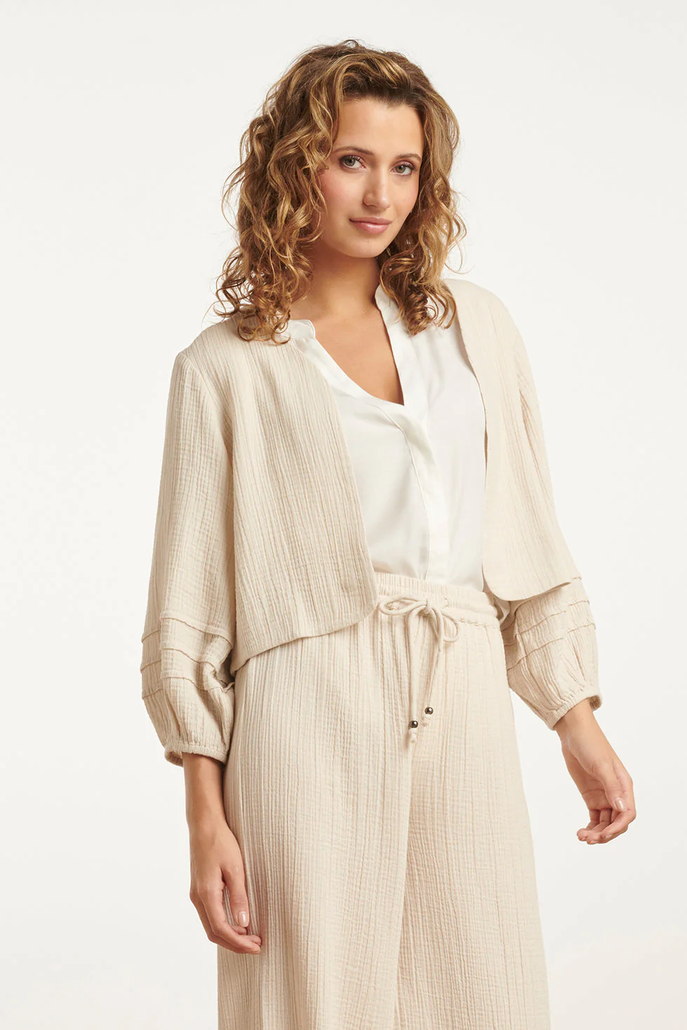 25189 Katoenen Bolero Jas | Off White - Image 4