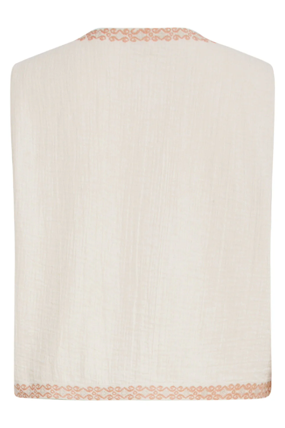 25190  Katoenen Gilet Met Aztec Borduursels | Off White - Sand - Image 7