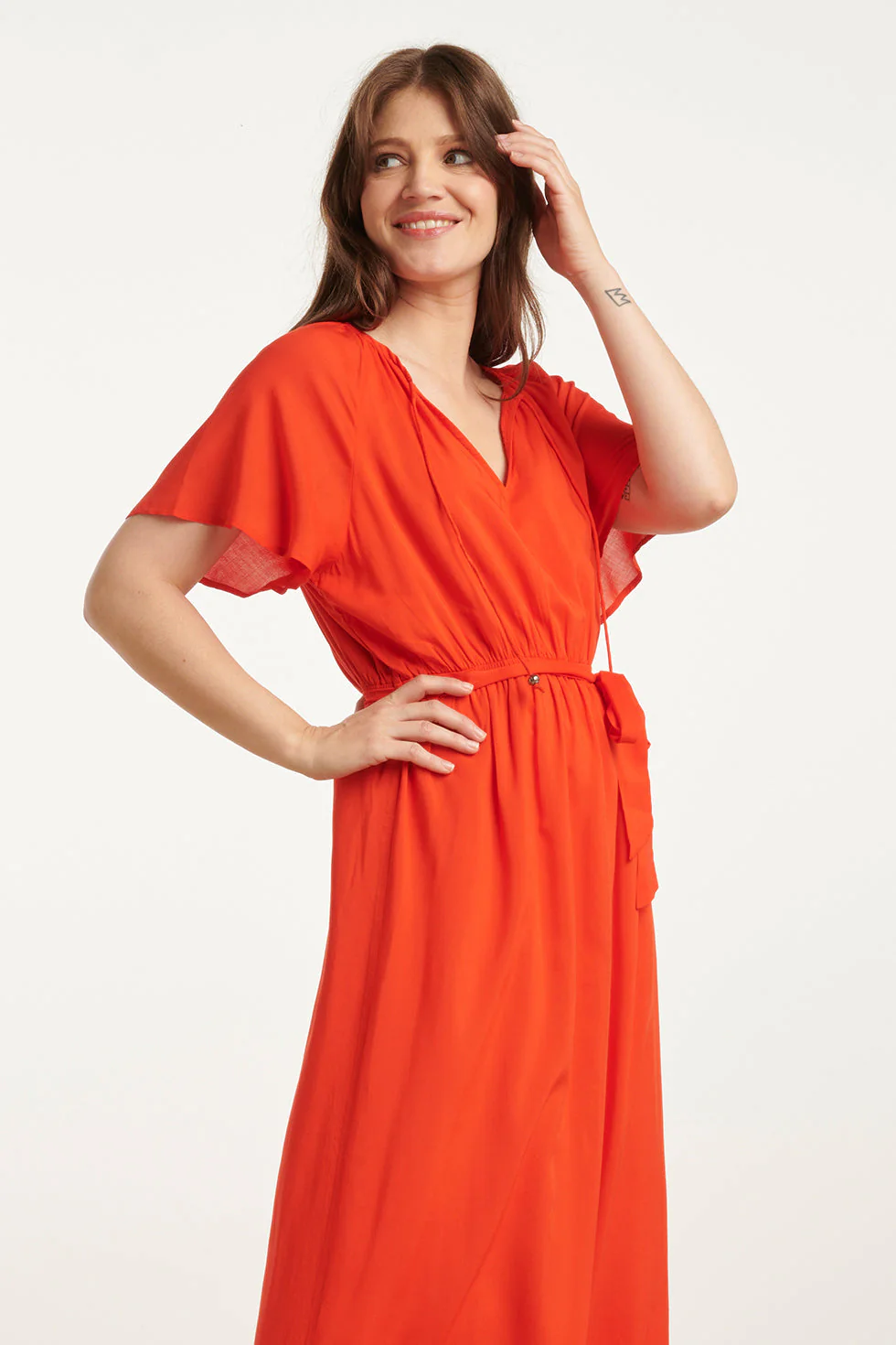 25191 Viscose Midi Jurk | Red - Image 4