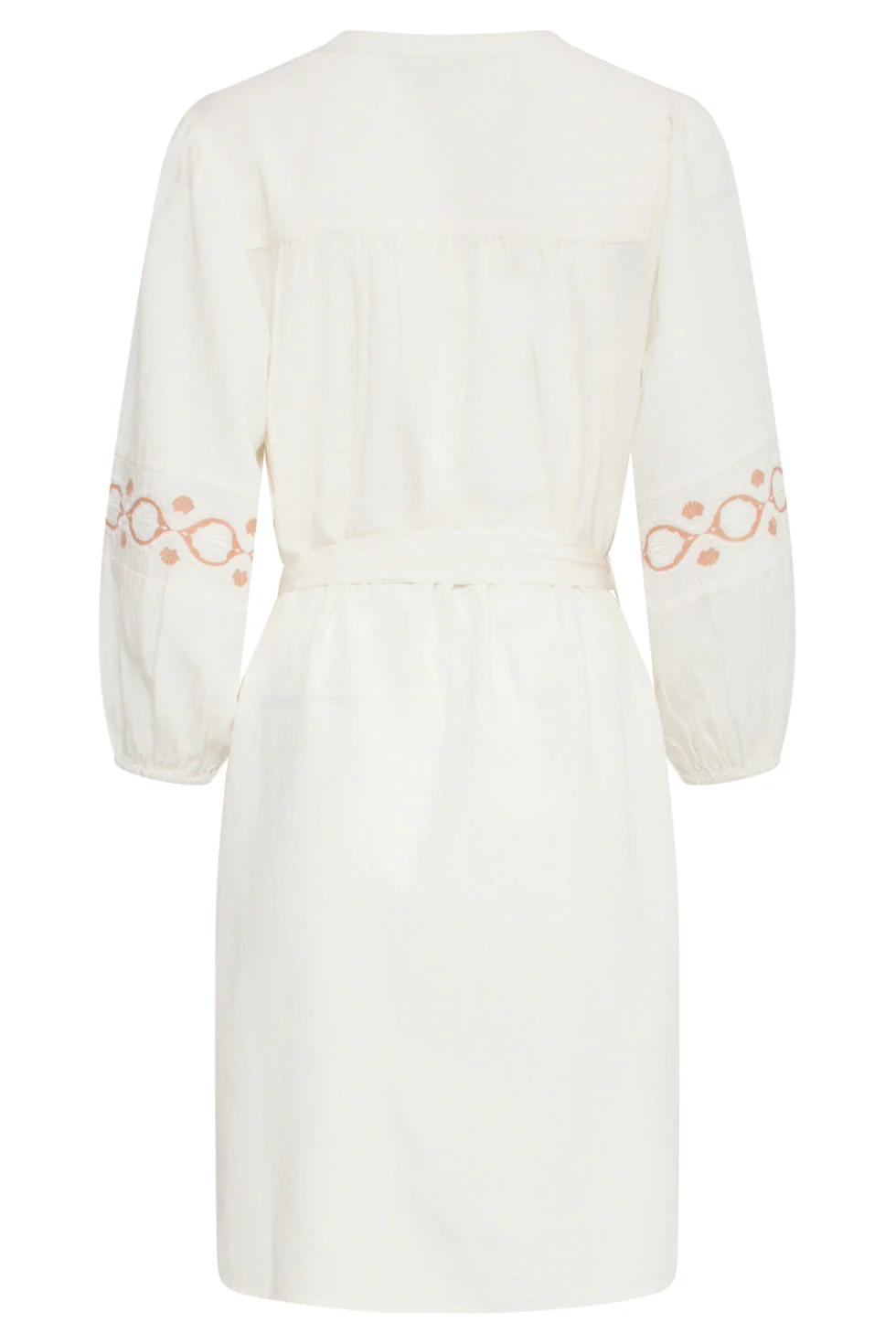 25195 Off White Jurk Met Geborduurde Mouwen | Off White - Sand - Image 7