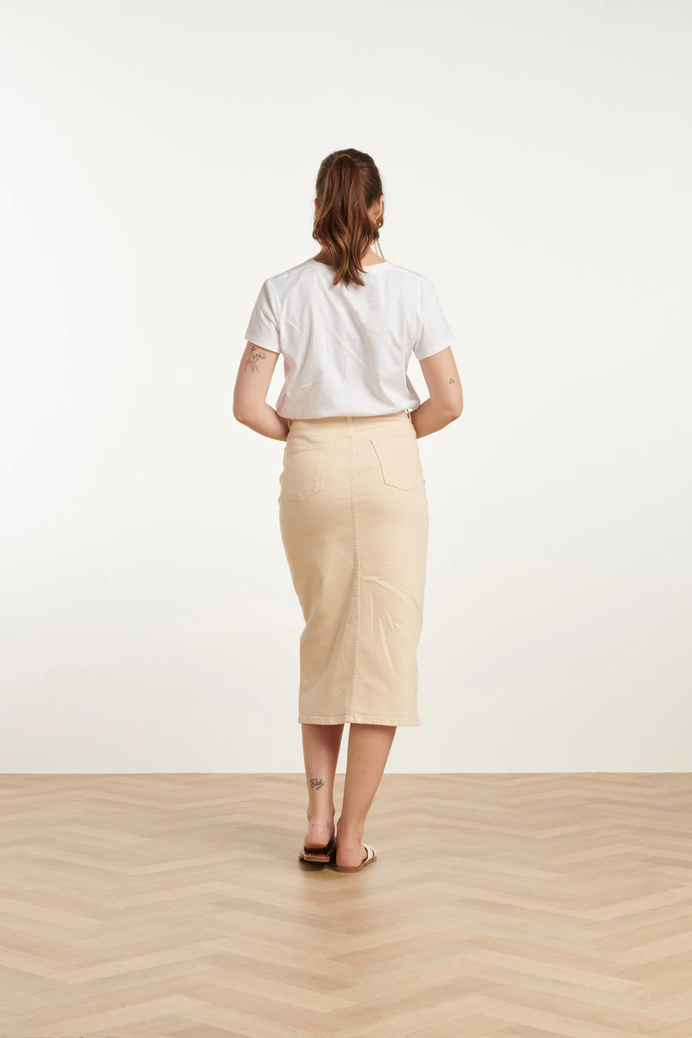 25205 E Denim Midi-Rok | Sand - Image 6
