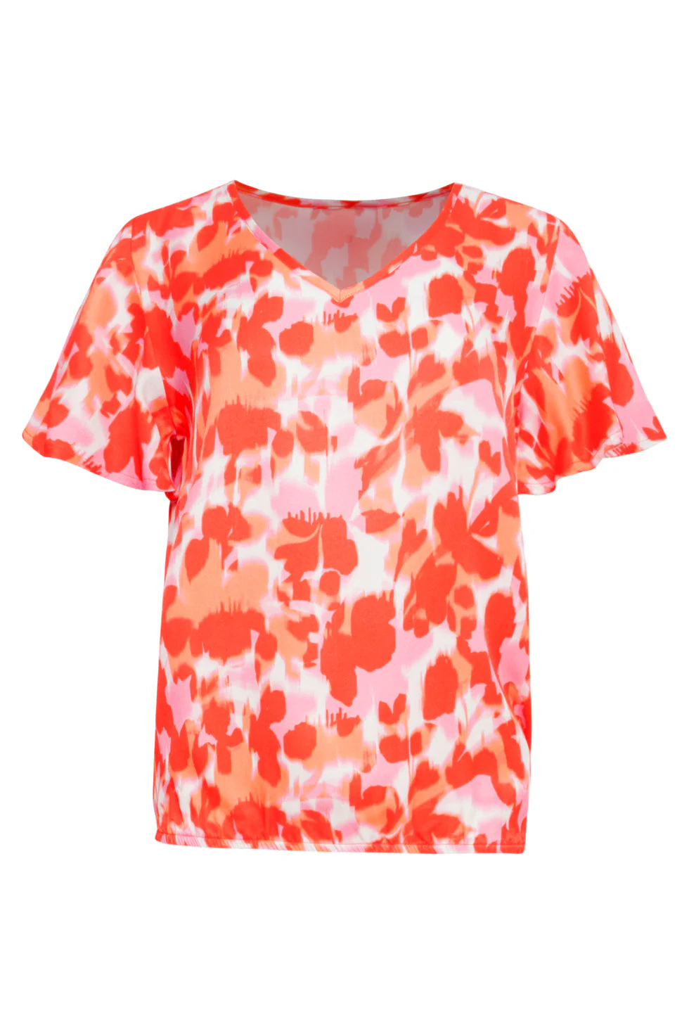 25210 Satijnen Top Met Peach Bloemenprint | Peach - Muticolour - Image 2