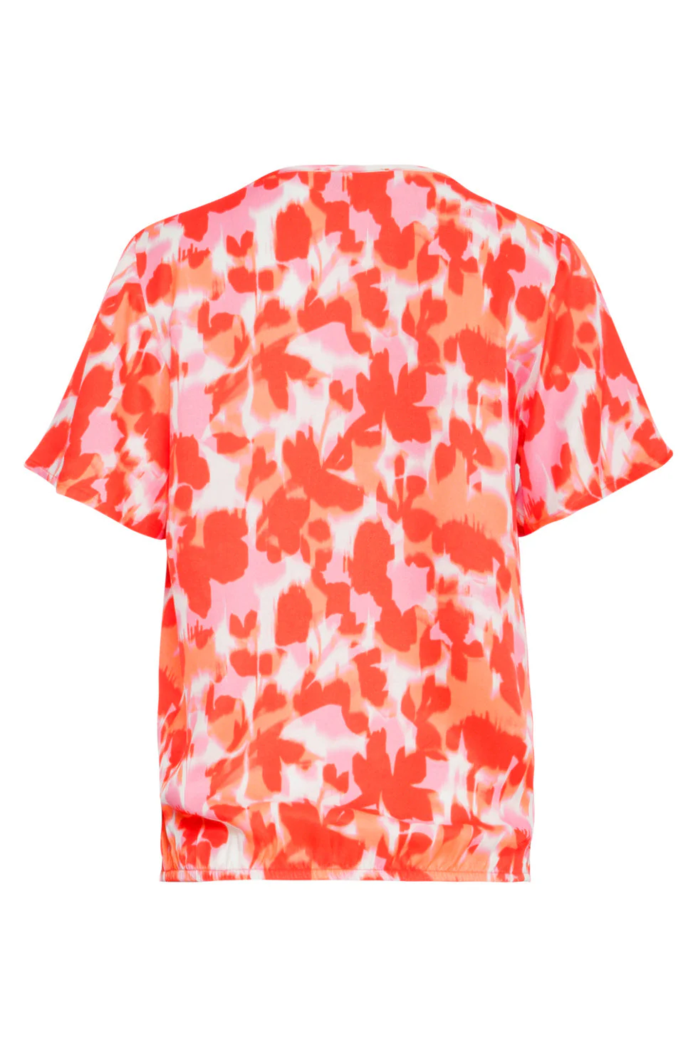 25210 Satijnen Top Met Peach Bloemenprint | Peach - Muticolour - Image 7