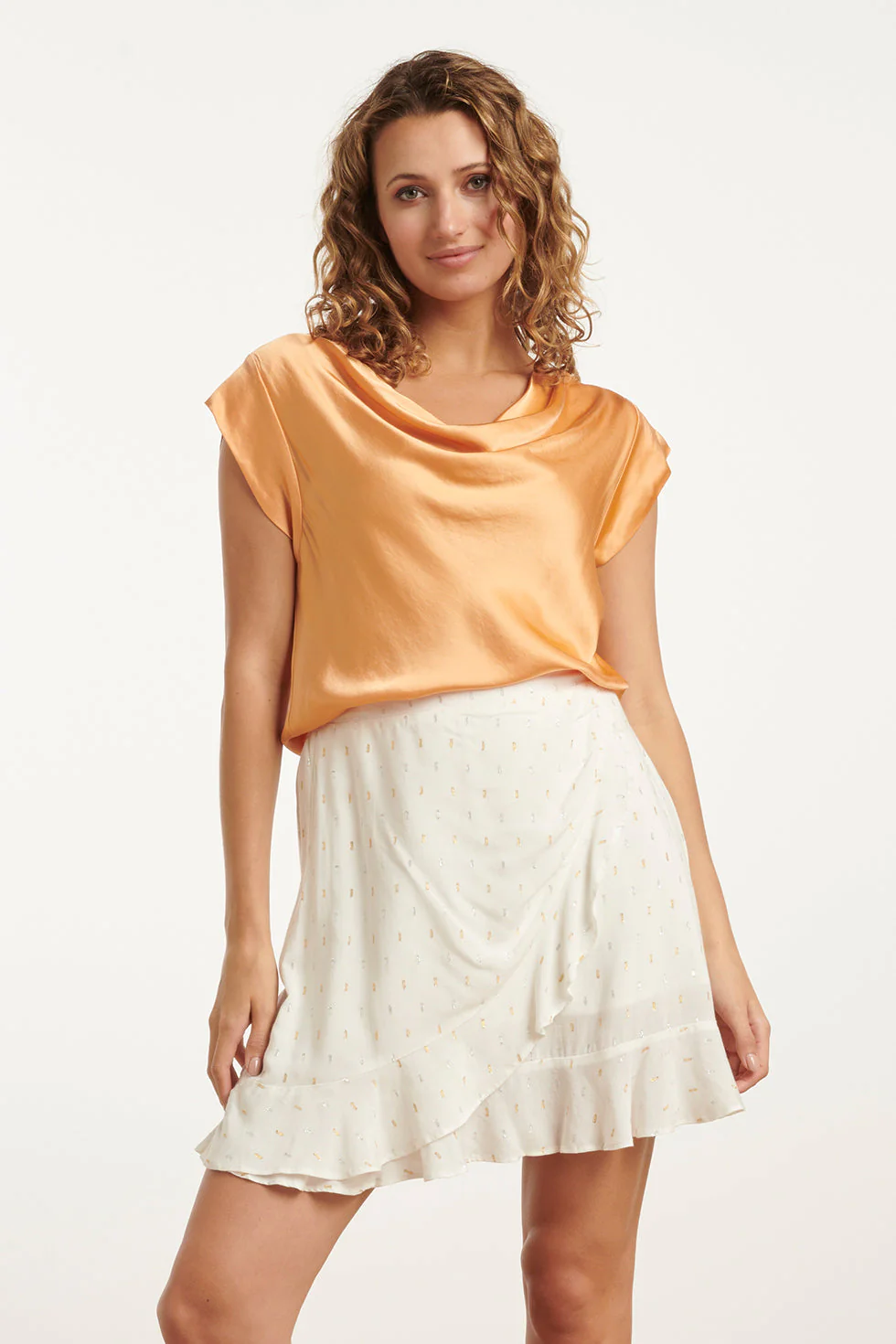 25212 Waterfall Peach Satijn Top | Peach
