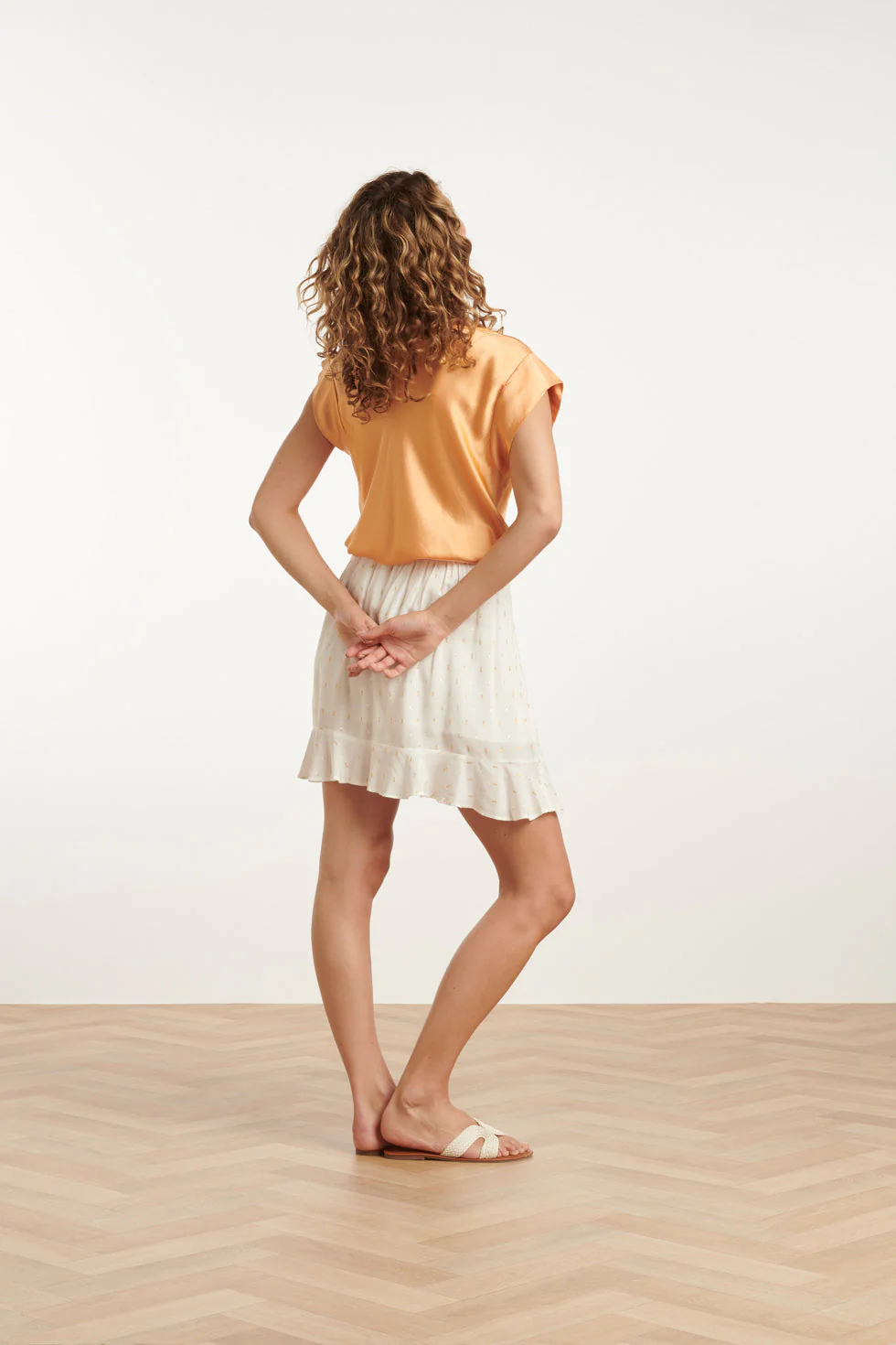 25212 Waterfall Peach Satijn Top | Peach - Image 5