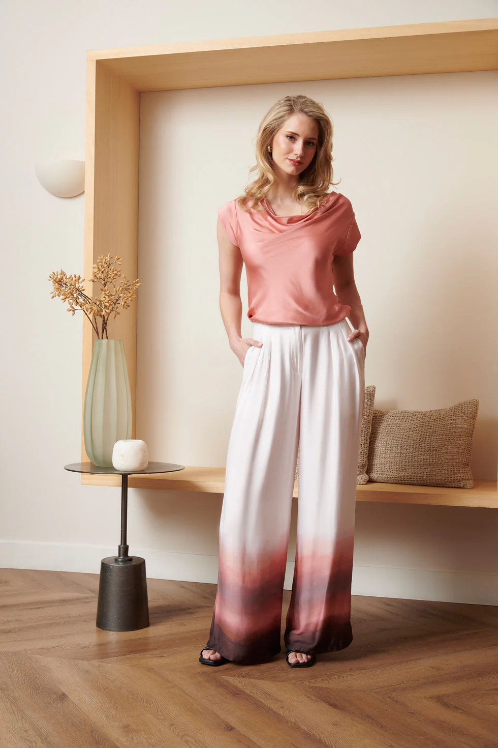 25212 Waterfall Satijn Top | Old Pink - Image 8