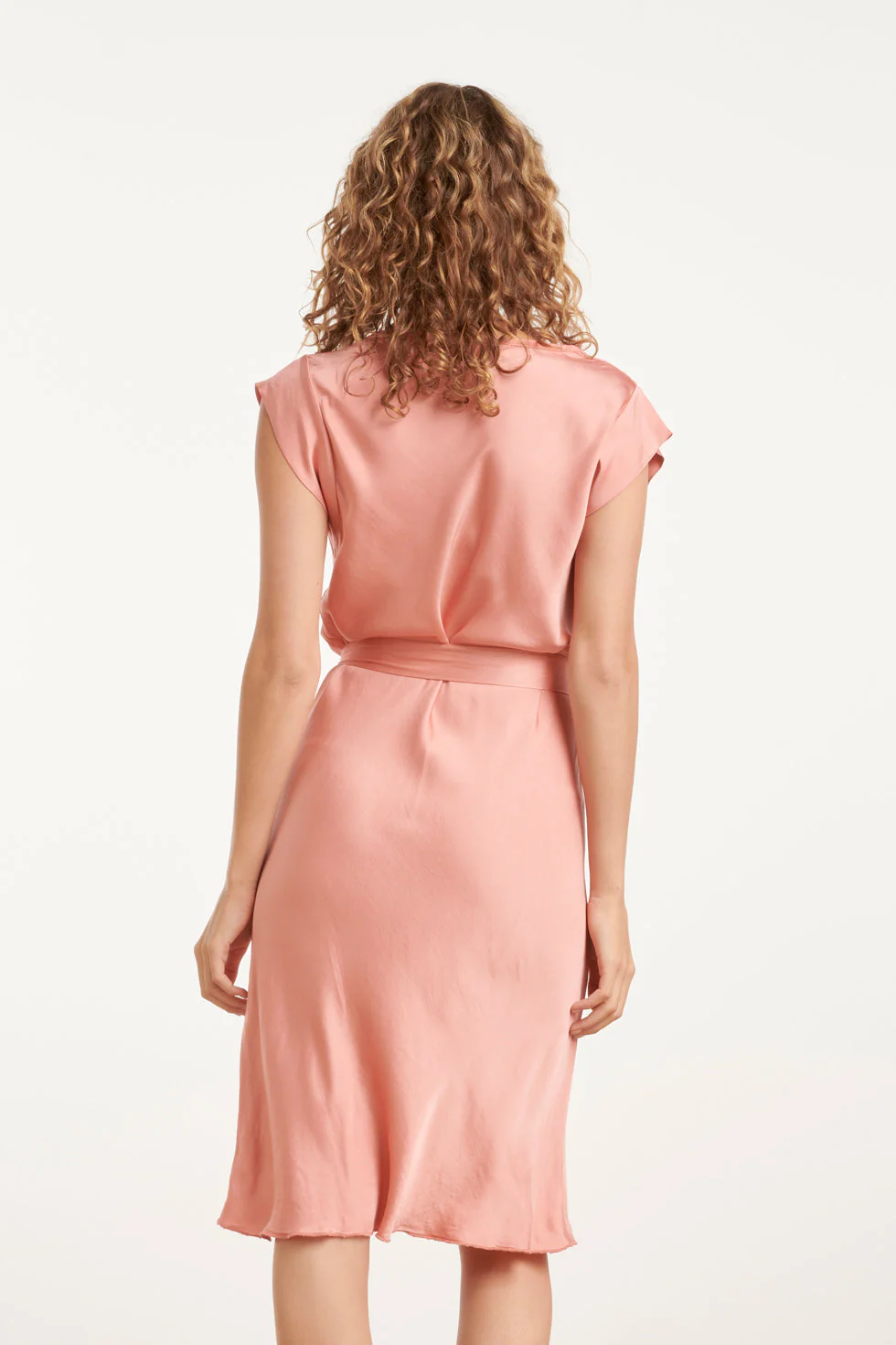 25213 Waterfall Styled  Satijn Jurk | Old Pink - Image 6