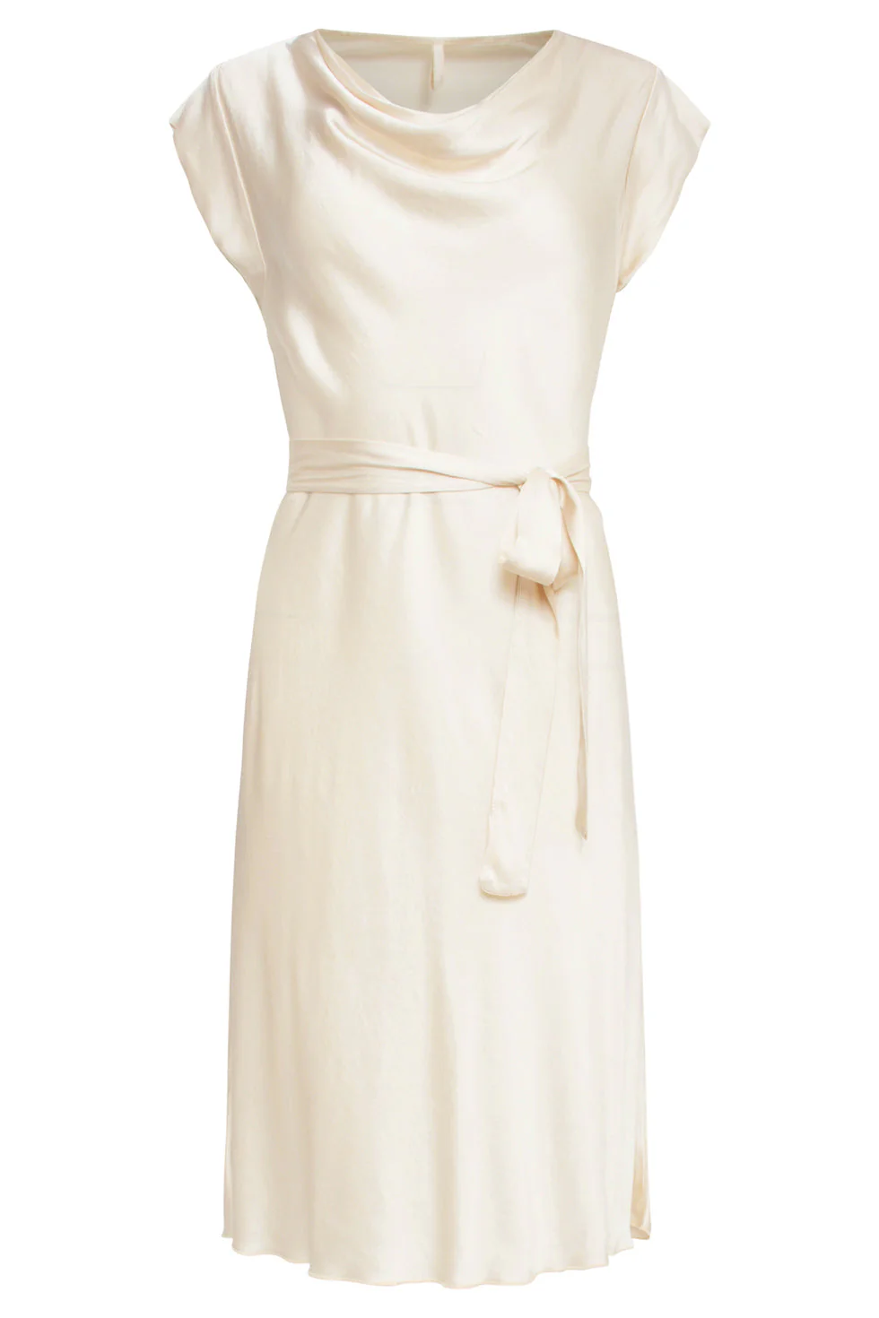 25213 Waterfall Styled Satijn Jurk | Sand - Image 2